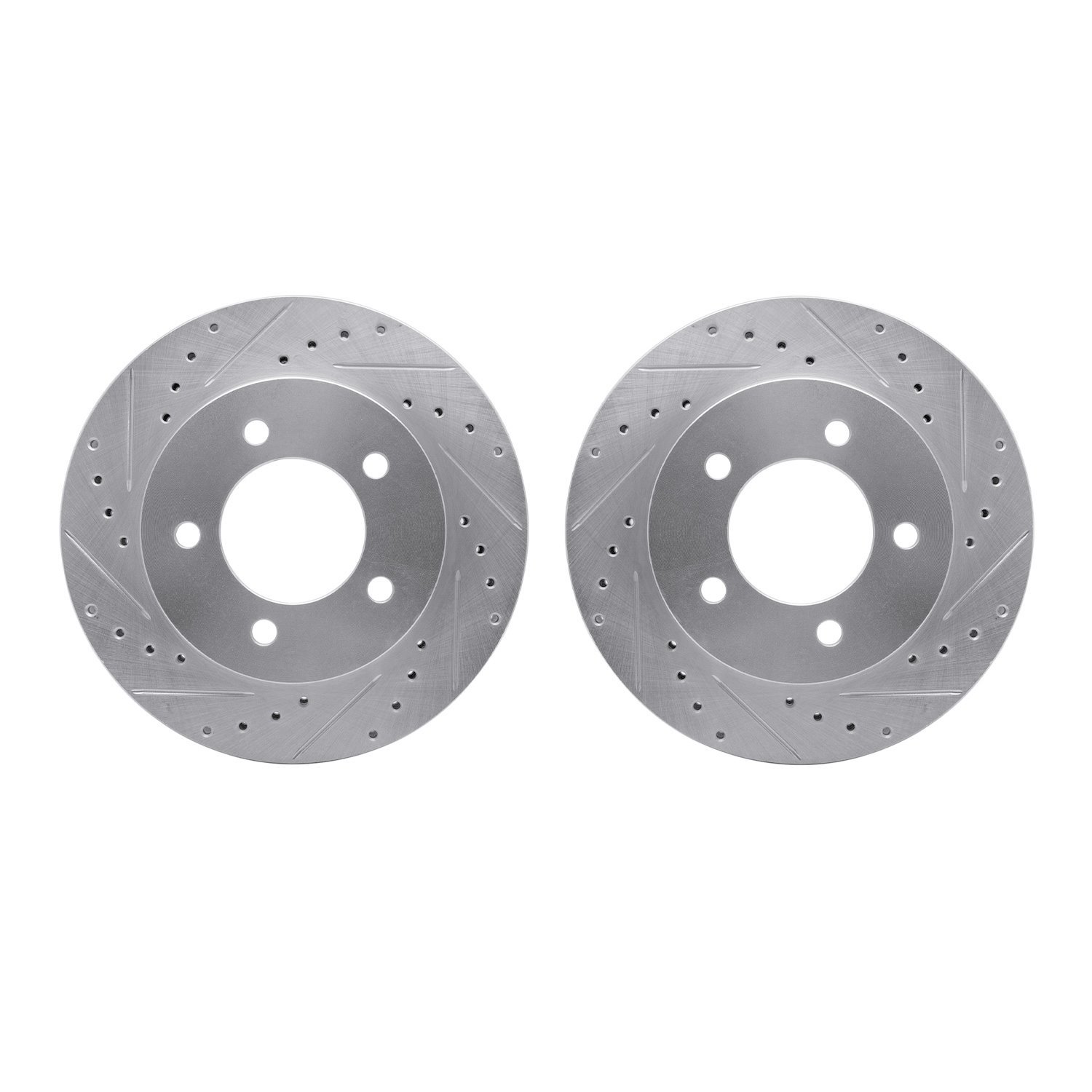 7002-54066 Drilled/Slotted Brake Rotors [Silver], 1997-2002 Ford/Lincoln/Mercury/Mazda, Position: Front