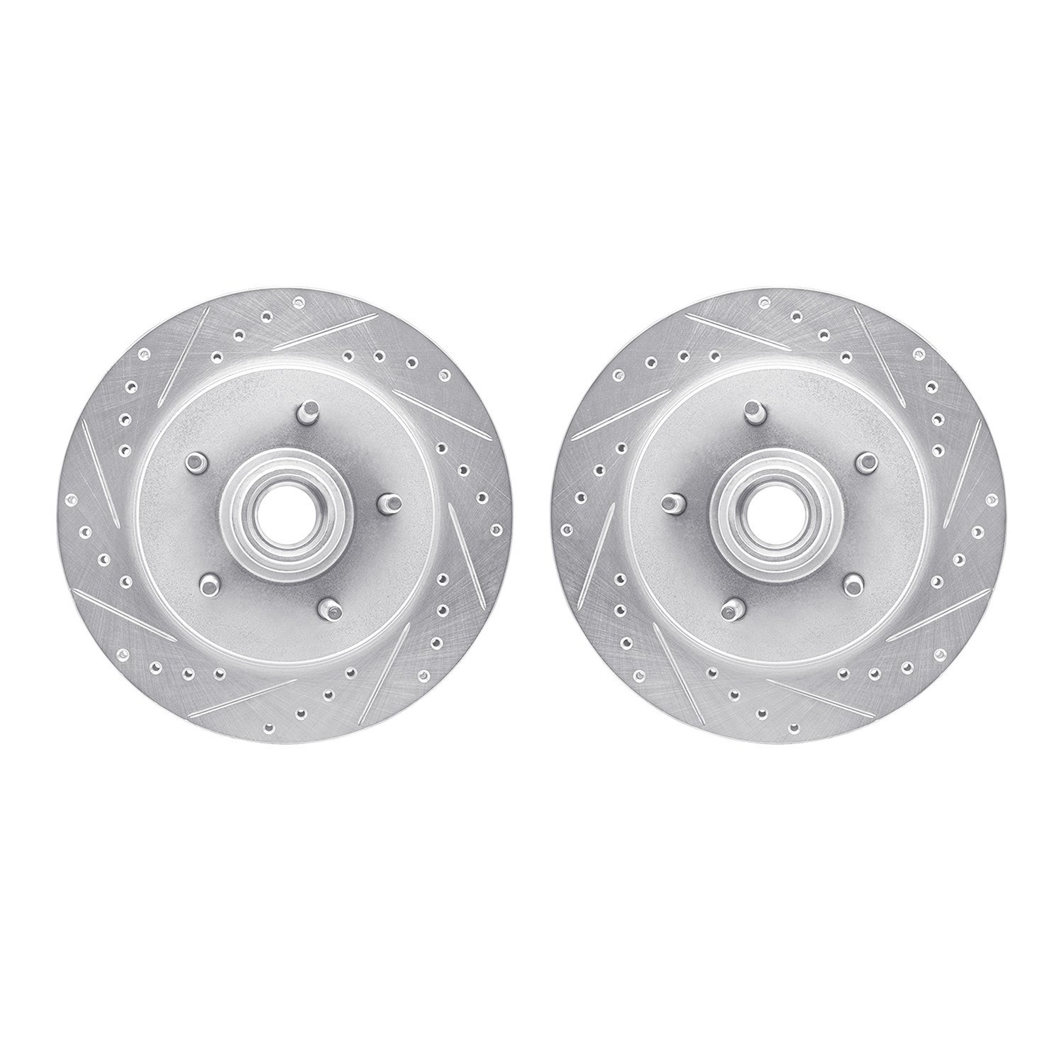 7002-54067 Drilled/Slotted Brake Rotors [Silver], 1997-2000 Ford/Lincoln/Mercury/Mazda, Position: Front