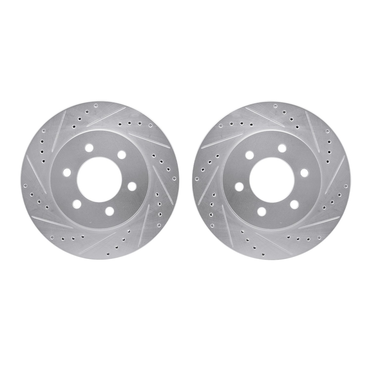 7002-54069 Drilled/Slotted Brake Rotors [Silver], 2002-2006 Ford/Lincoln/Mercury/Mazda, Position: Front