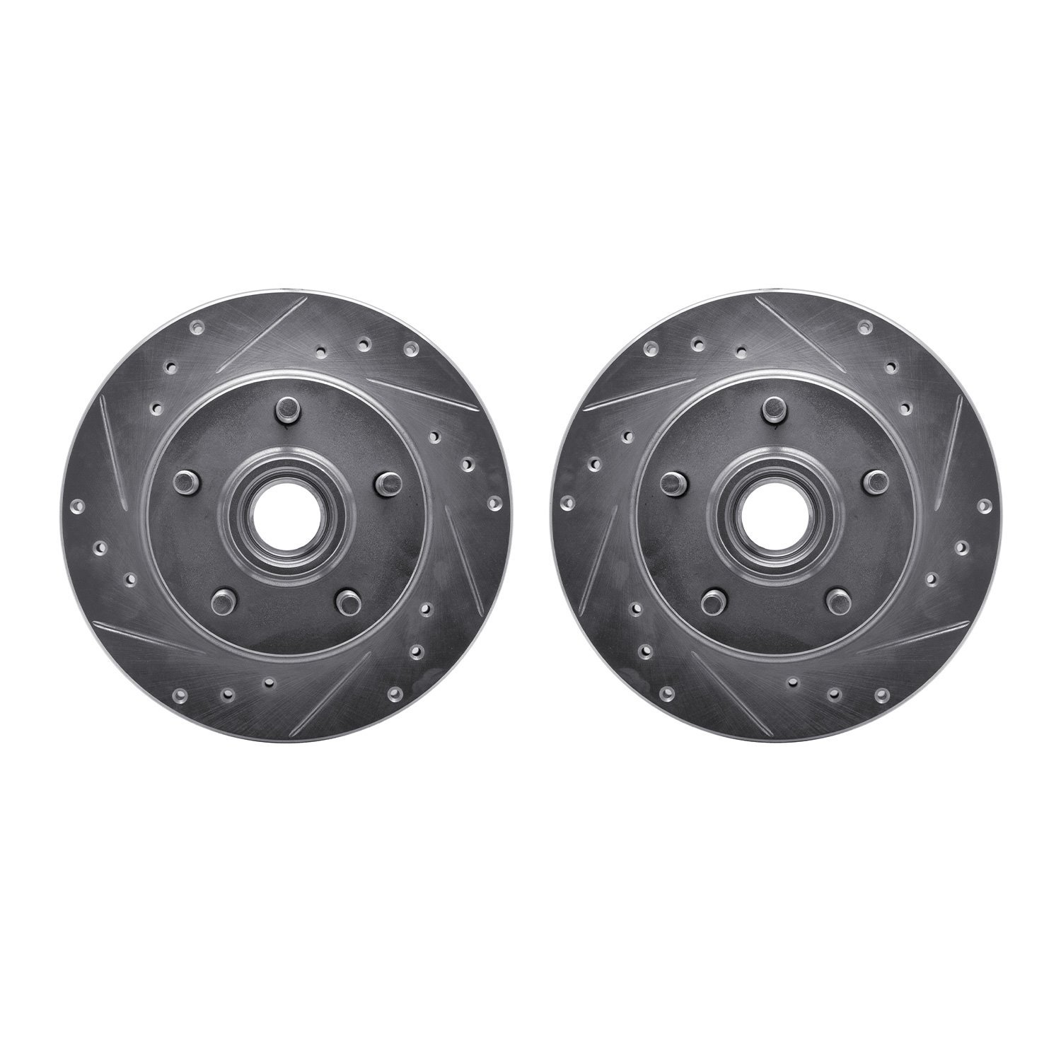 7002-54071 Drilled/Slotted Brake Rotors [Silver], 1991-1994 Ford/Lincoln/Mercury/Mazda, Position: Front