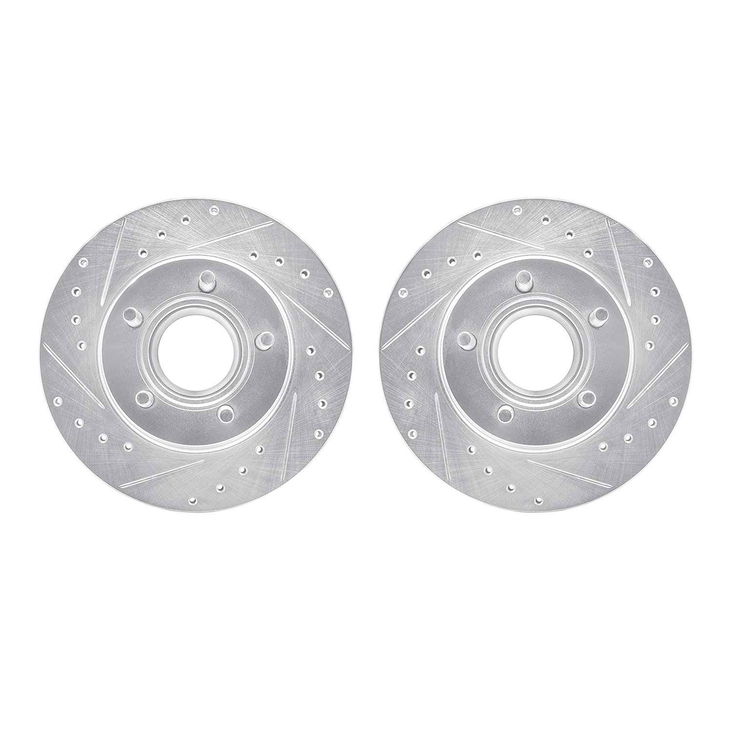 7002-54072 Drilled/Slotted Brake Rotors [Silver], 1993-1994 Ford/Lincoln/Mercury/Mazda, Position: Front