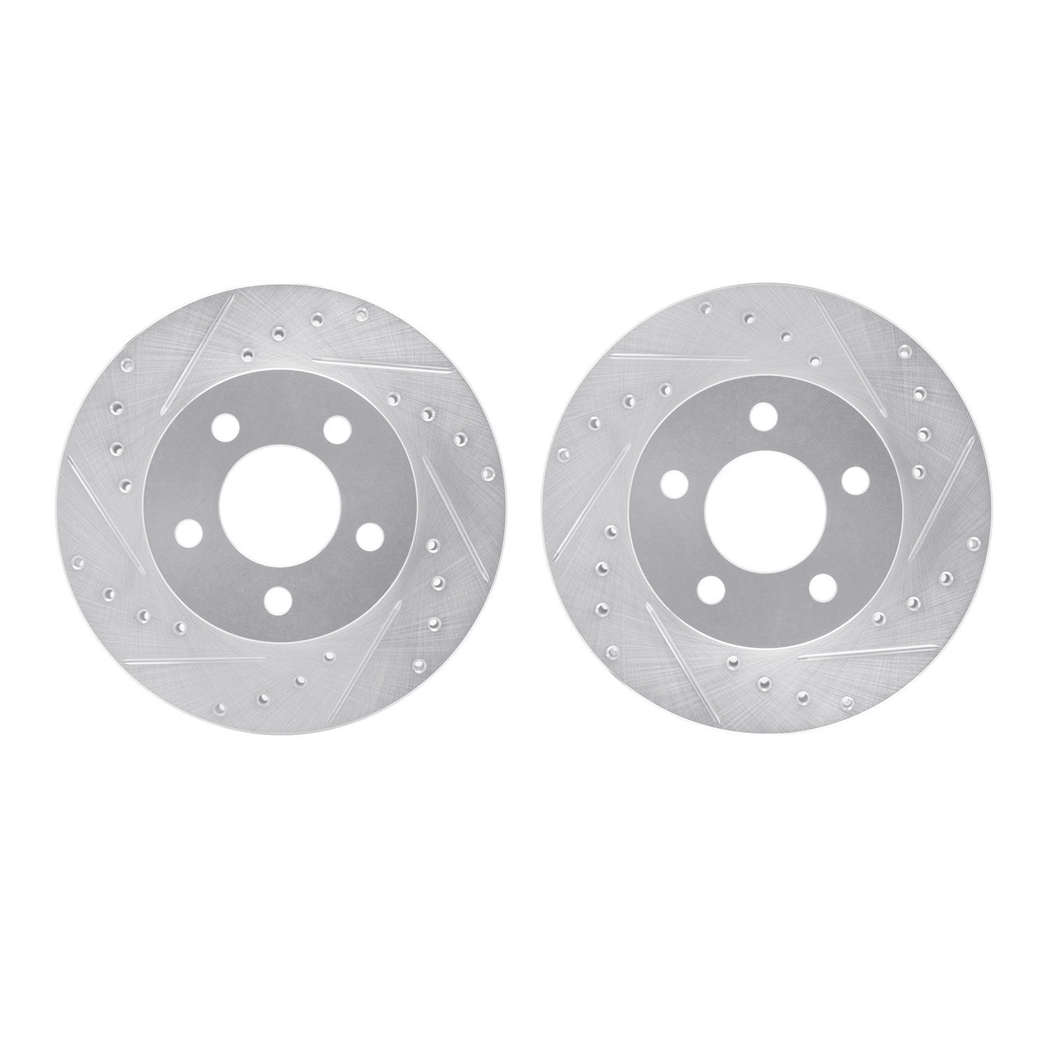 7002-54073 Drilled/Slotted Brake Rotors [Silver], 1995-2002 Ford/Lincoln/Mercury/Mazda, Position: Front