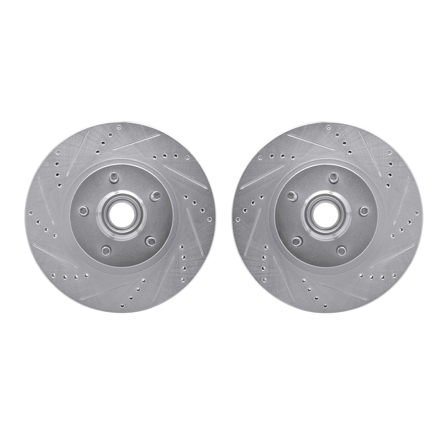 7002-54076 Drilled/Slotted Brake Rotors [Silver], 2001-2005 Ford/Lincoln/Mercury/Mazda, Position: Front