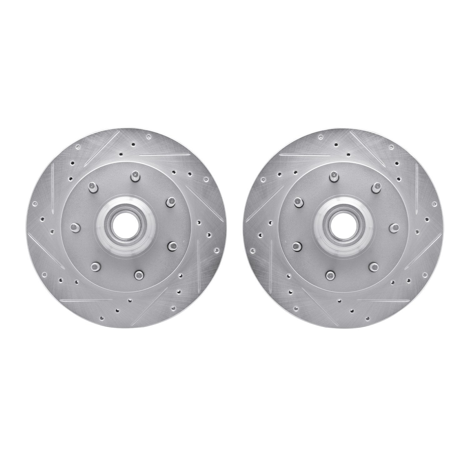 7002-54087 Drilled/Slotted Brake Rotors [Silver], 1997-2002 Ford/Lincoln/Mercury/Mazda, Position: Front