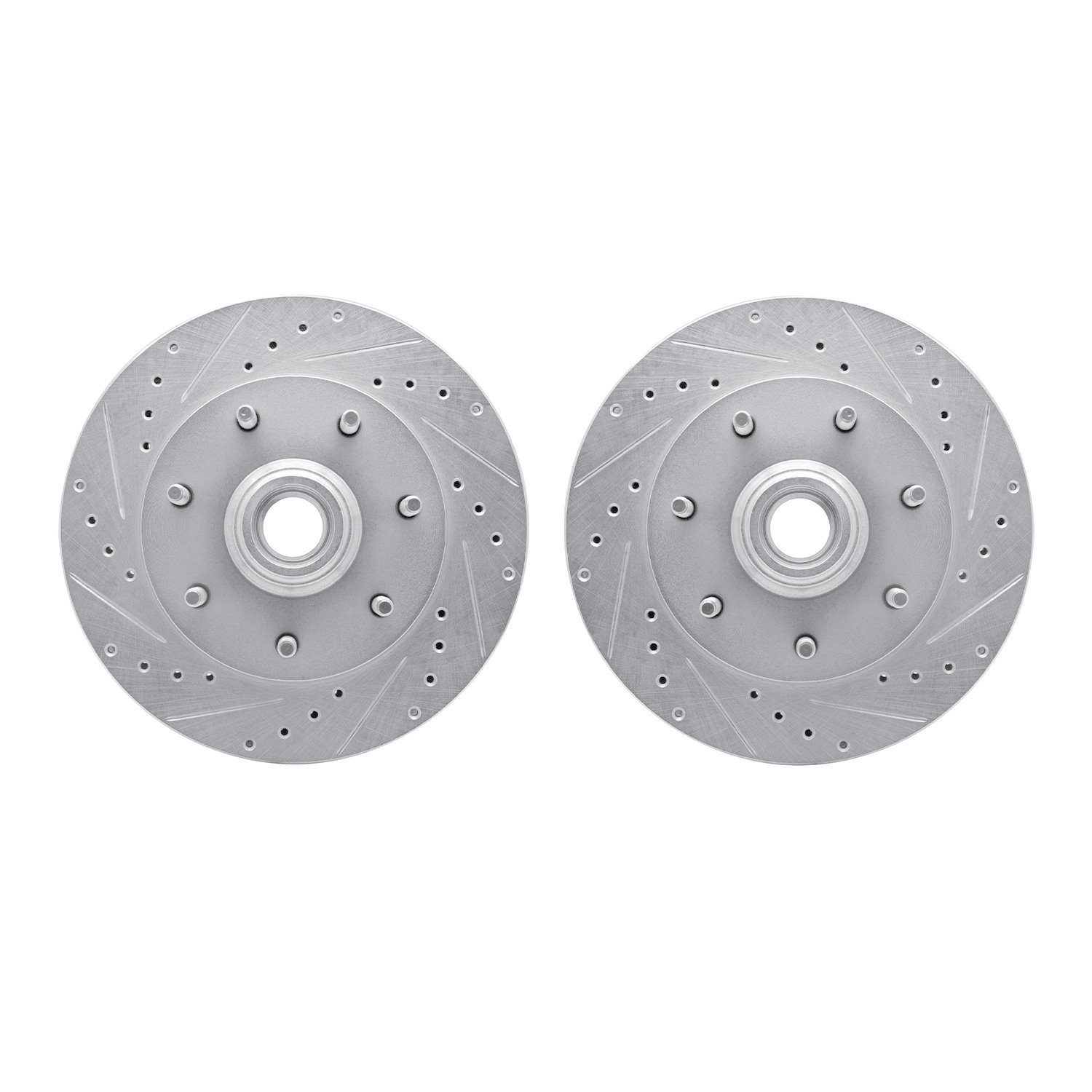 7002-54088 Drilled/Slotted Brake Rotors [Silver], 1997-2004 Ford/Lincoln/Mercury/Mazda, Position: Front