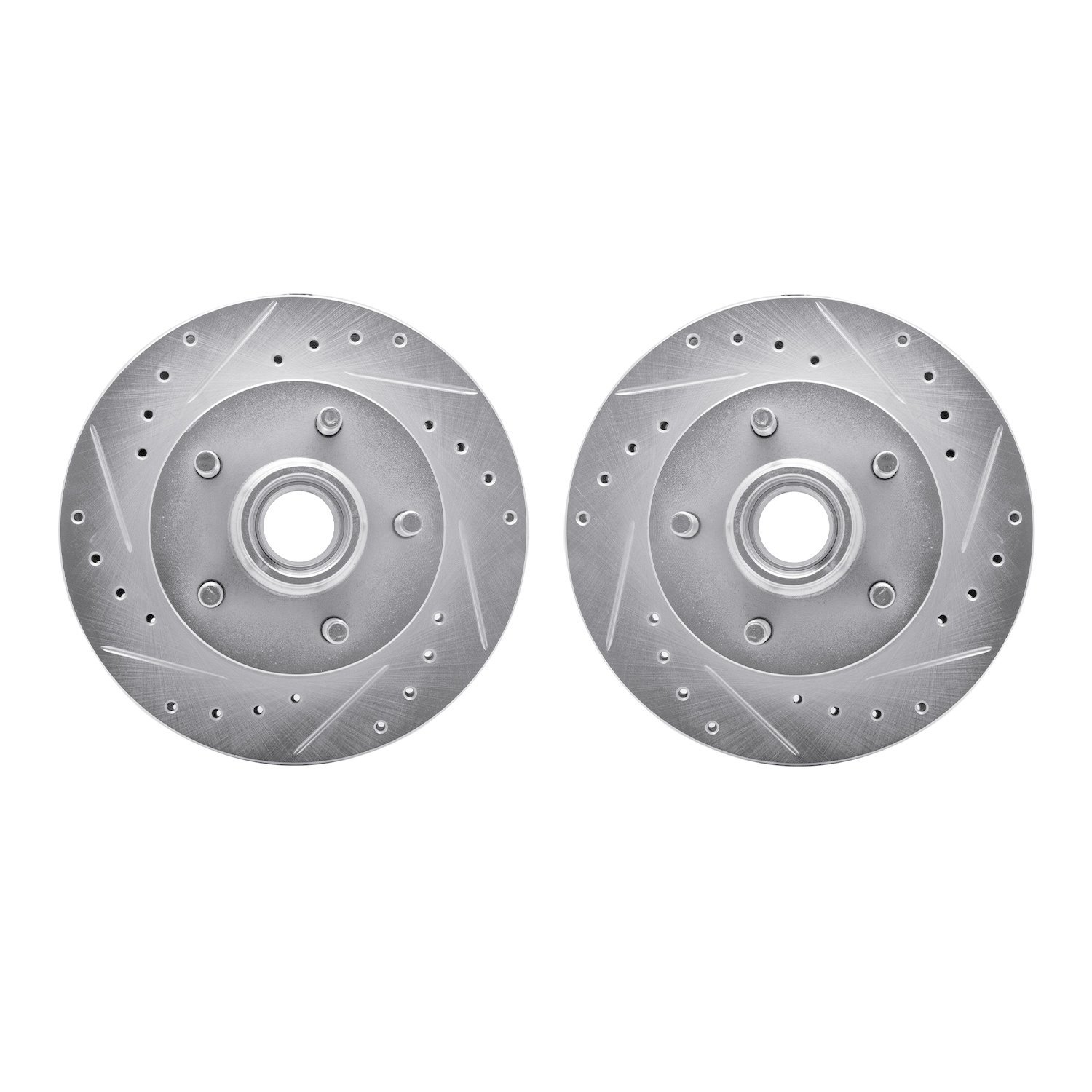 7002-54090 Drilled/Slotted Brake Rotors [Silver], 2004-2008 Ford/Lincoln/Mercury/Mazda, Position: Front