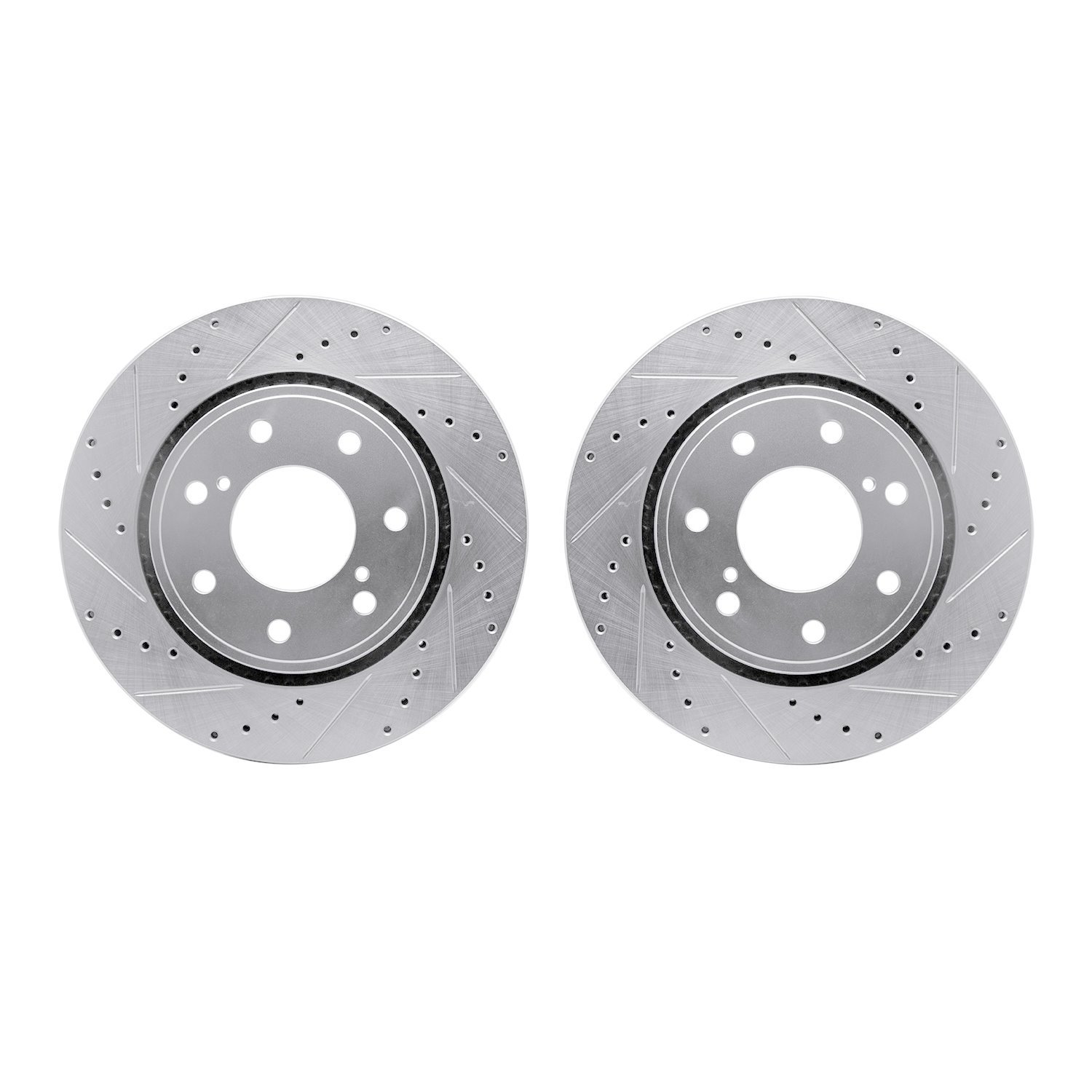 7002-54093 Drilled/Slotted Brake Rotors [Silver], 2010-2014 Ford/Lincoln/Mercury/Mazda, Position: Front