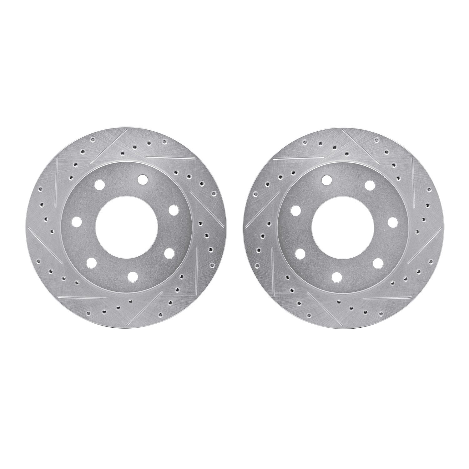 7002-54095 Drilled/Slotted Brake Rotors [Silver], 1997-2004 Ford/Lincoln/Mercury/Mazda, Position: Front