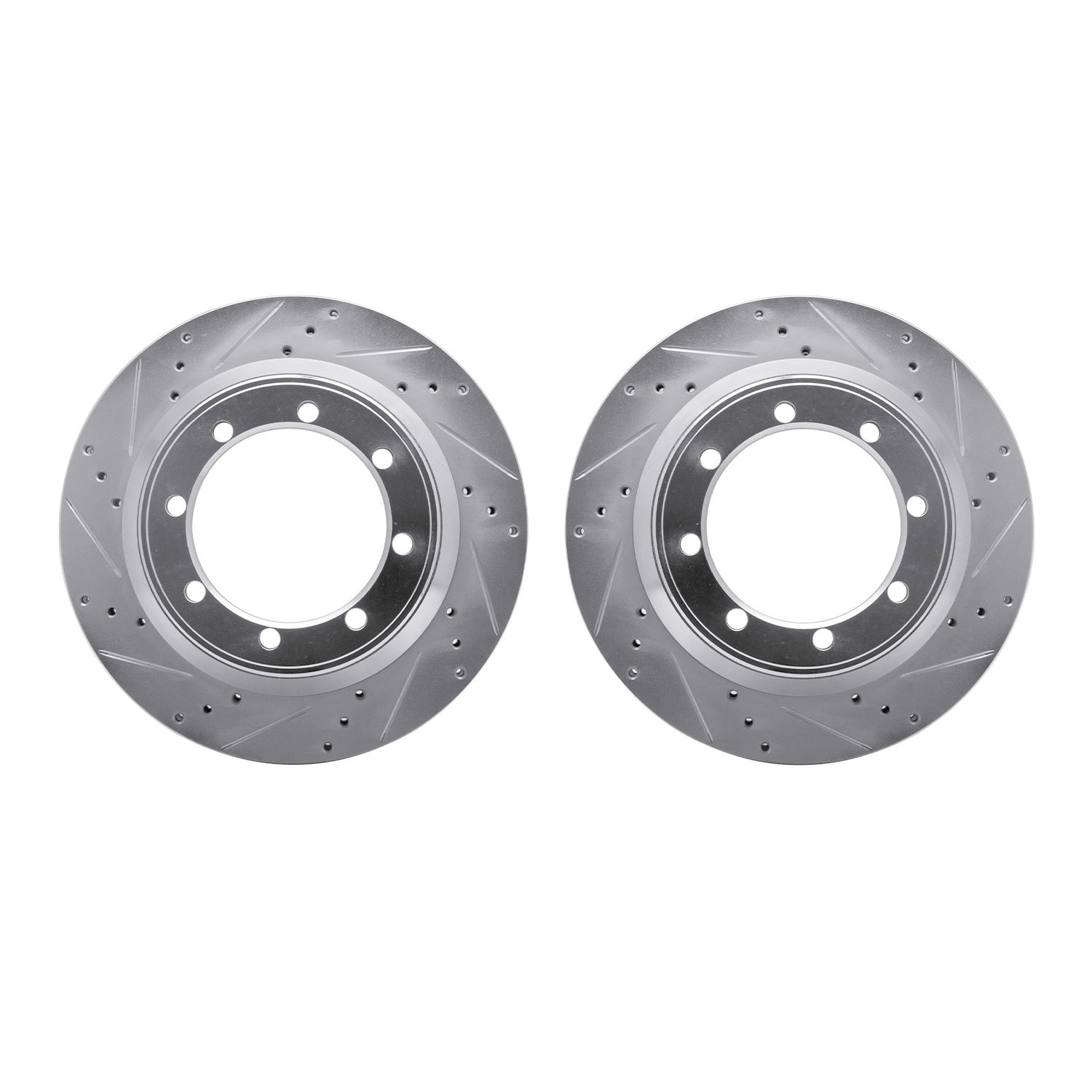 7002-54096 Drilled/Slotted Brake Rotors [Silver], 2004-2008 Ford/Lincoln/Mercury/Mazda, Position: Front