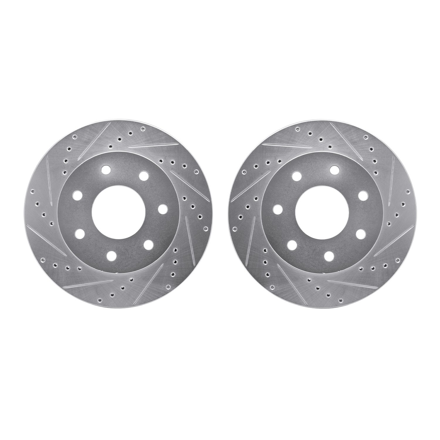 7002-54097 Drilled/Slotted Brake Rotors [Silver], 2004-2008 Ford/Lincoln/Mercury/Mazda, Position: Front