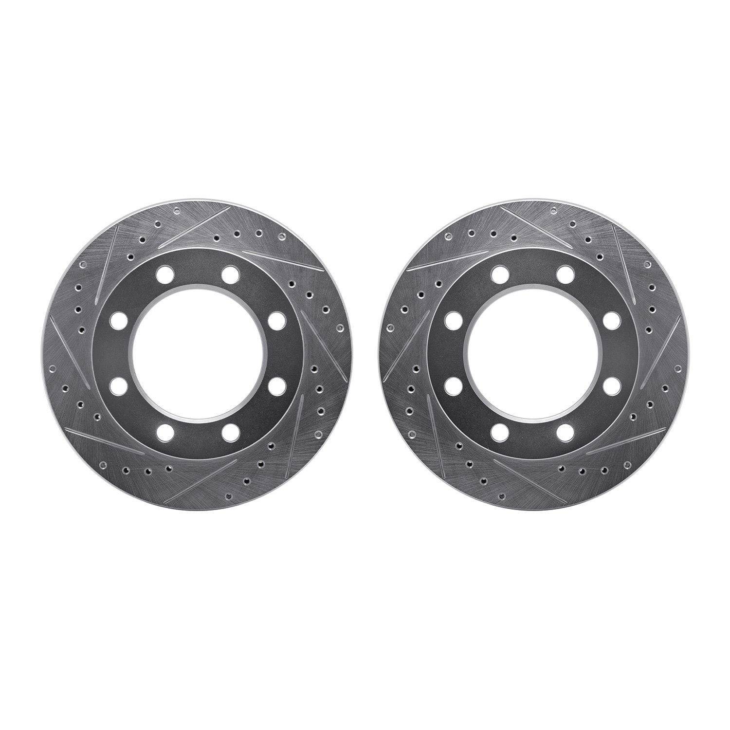 7002-54101 Drilled/Slotted Brake Rotors [Silver], 1976-1979 Ford/Lincoln/Mercury/Mazda, Position: Front