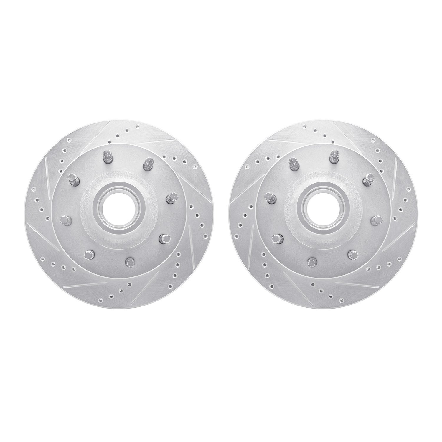 7002-54107 Drilled/Slotted Brake Rotors [Silver], 1999-2002 Ford/Lincoln/Mercury/Mazda, Position: Front