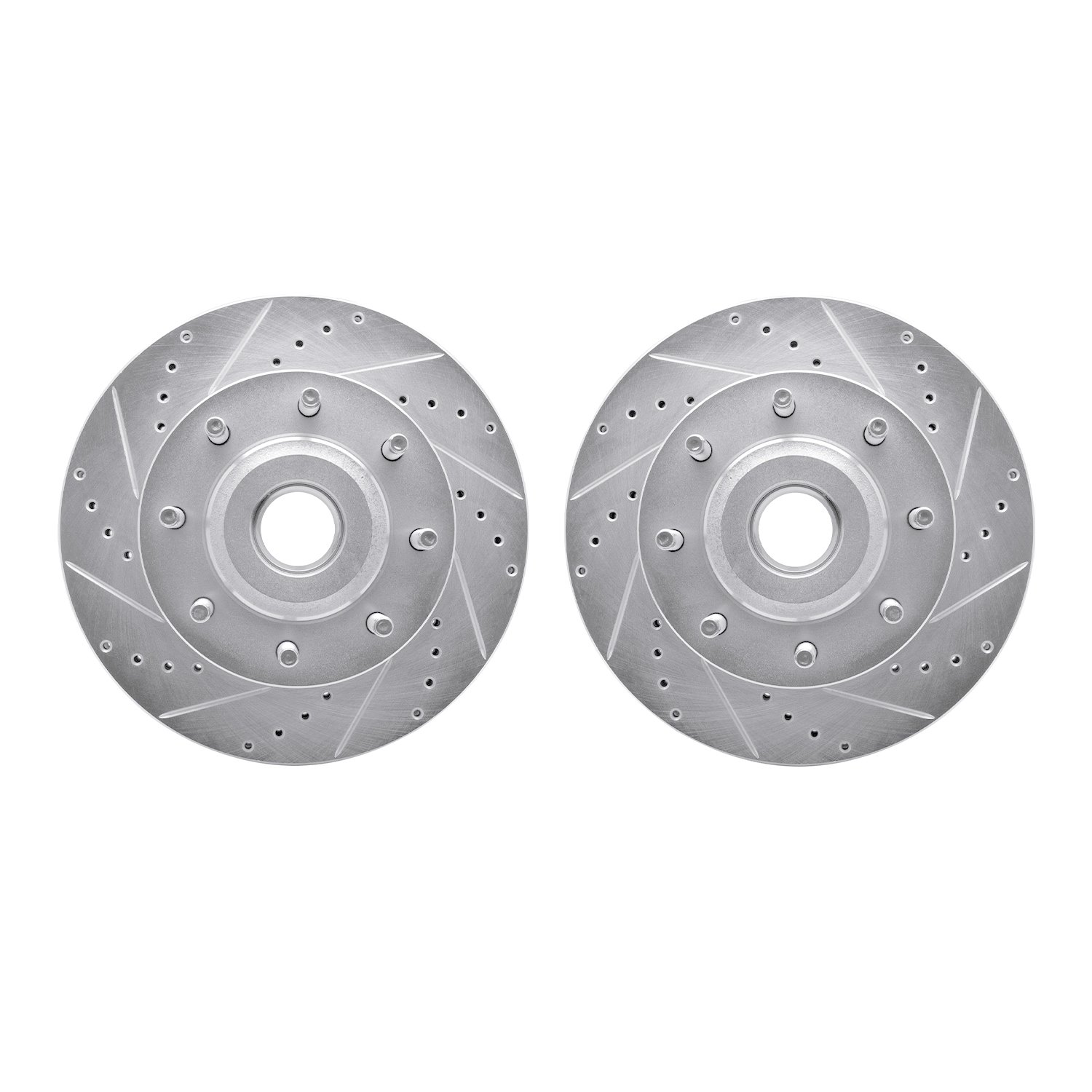 7002-54108 Drilled/Slotted Brake Rotors [Silver], 2005-2007 Ford/Lincoln/Mercury/Mazda, Position: Front