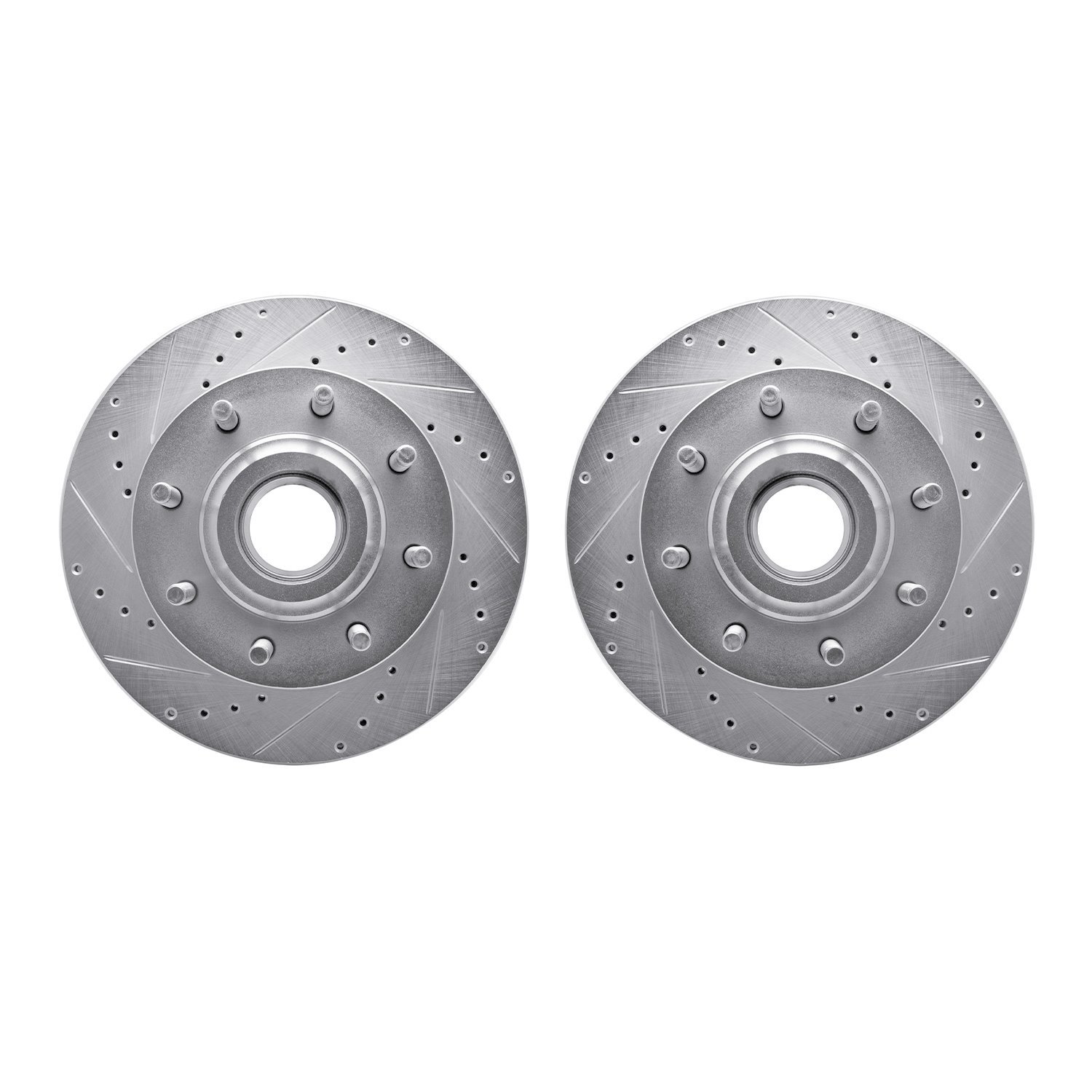 7002-54109 Drilled/Slotted Brake Rotors [Silver], 2006-2012 Ford/Lincoln/Mercury/Mazda, Position: Front