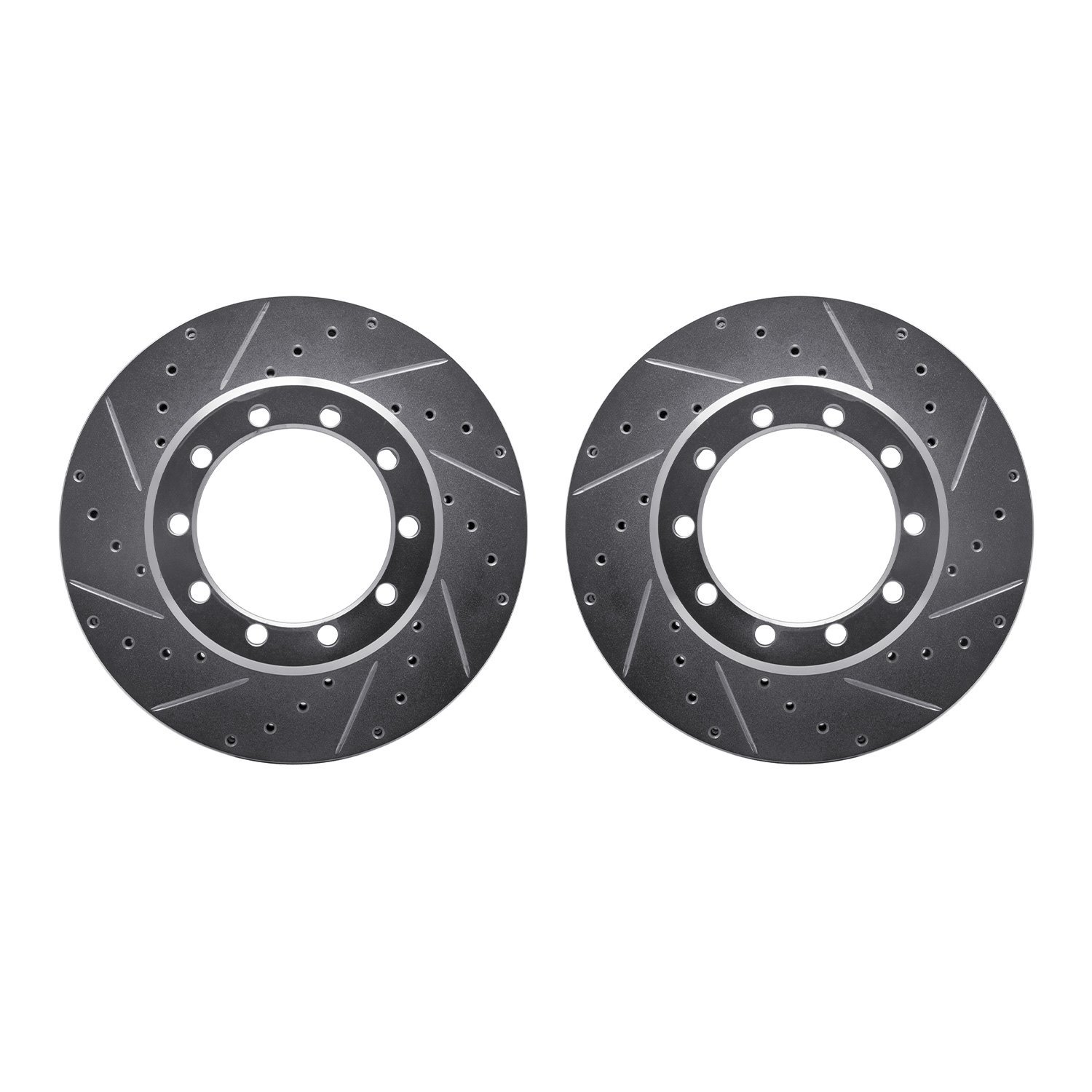 7002-54121 Drilled/Slotted Brake Rotors [Silver], 1988-1998 Ford/Lincoln/Mercury/Mazda, Position: Front, Rear