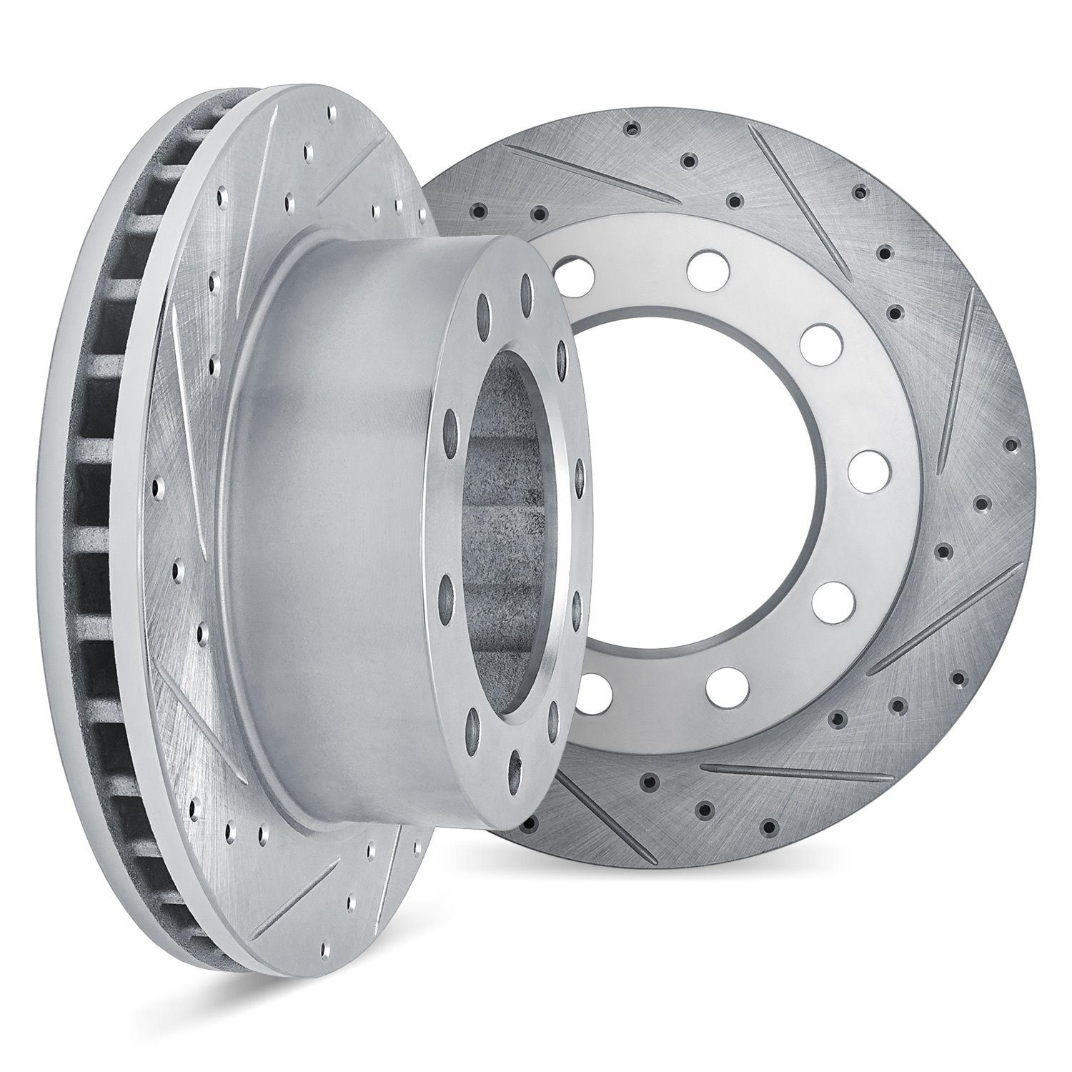 7002-54124 Drilled/Slotted Brake Rotors [Silver], Fits Select Ford/Lincoln/Mercury/Mazda, Position: Front
