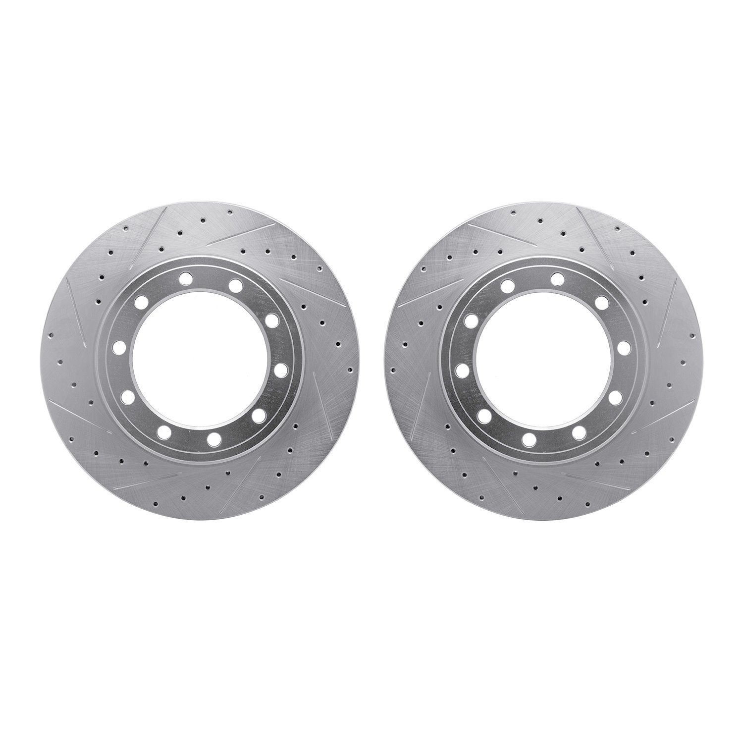 7002-54126 Drilled/Slotted Brake Rotors [Silver], 1990-2021 Multiple Makes/Models, Position: Rear, Front
