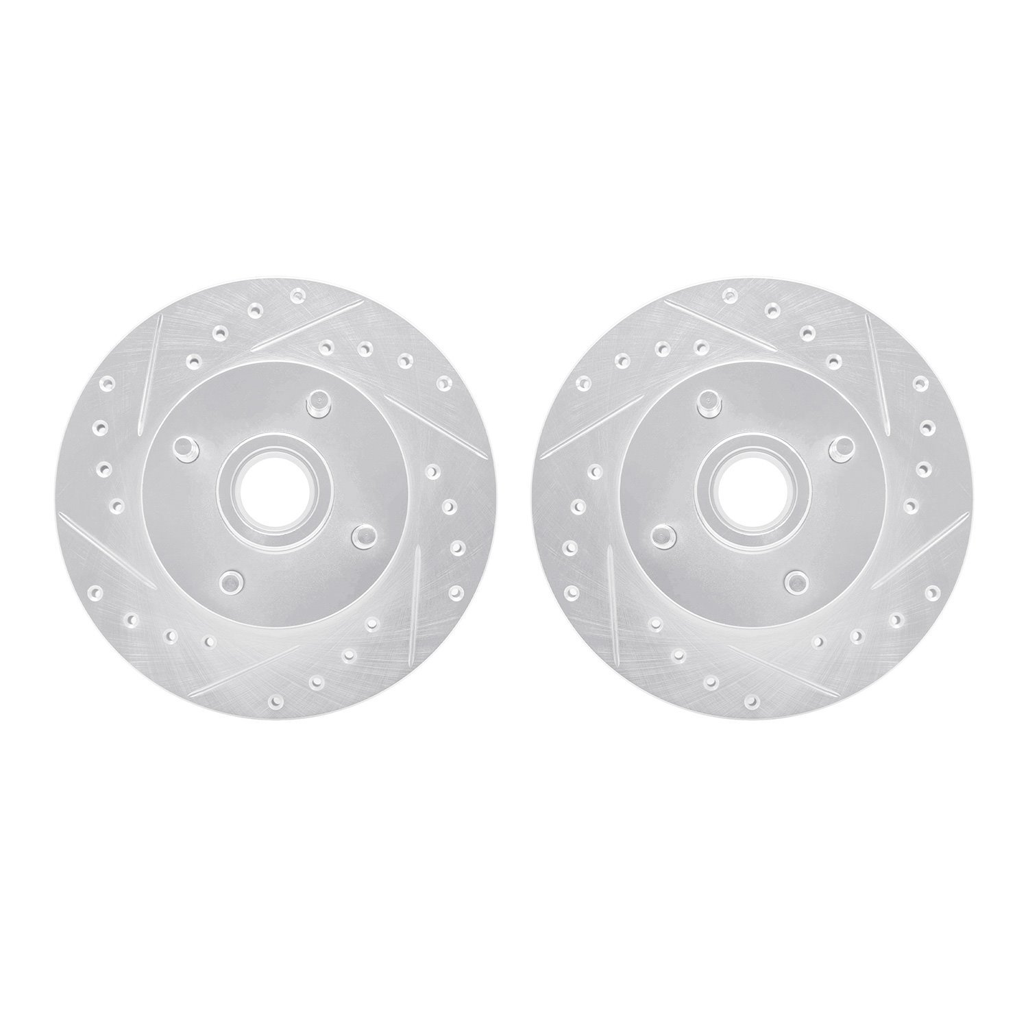 7002-54129 Drilled/Slotted Brake Rotors [Silver], 1978-1993 Ford/Lincoln/Mercury/Mazda, Position: Front