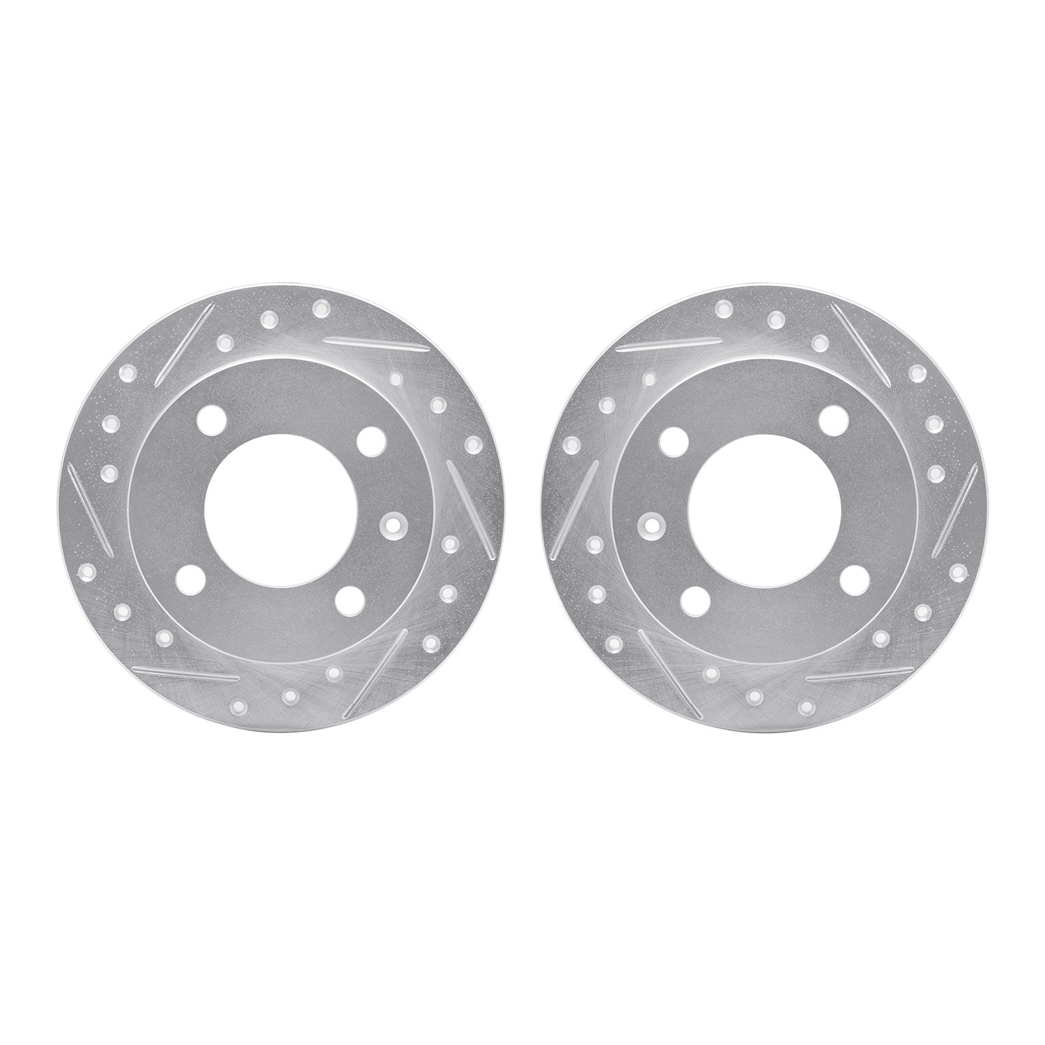 7002-54131 Drilled/Slotted Brake Rotors [Silver], 1978-1980 Ford/Lincoln/Mercury/Mazda, Position: Front