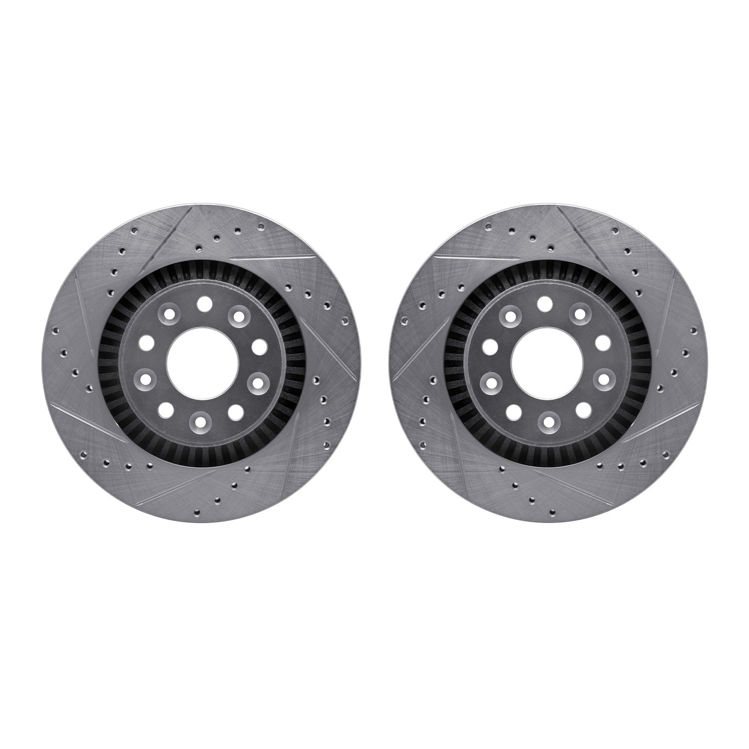 7002-54134 Drilled/Slotted Brake Rotors [Silver], 2005-2009 Ford/Lincoln/Mercury/Mazda, Position: Front