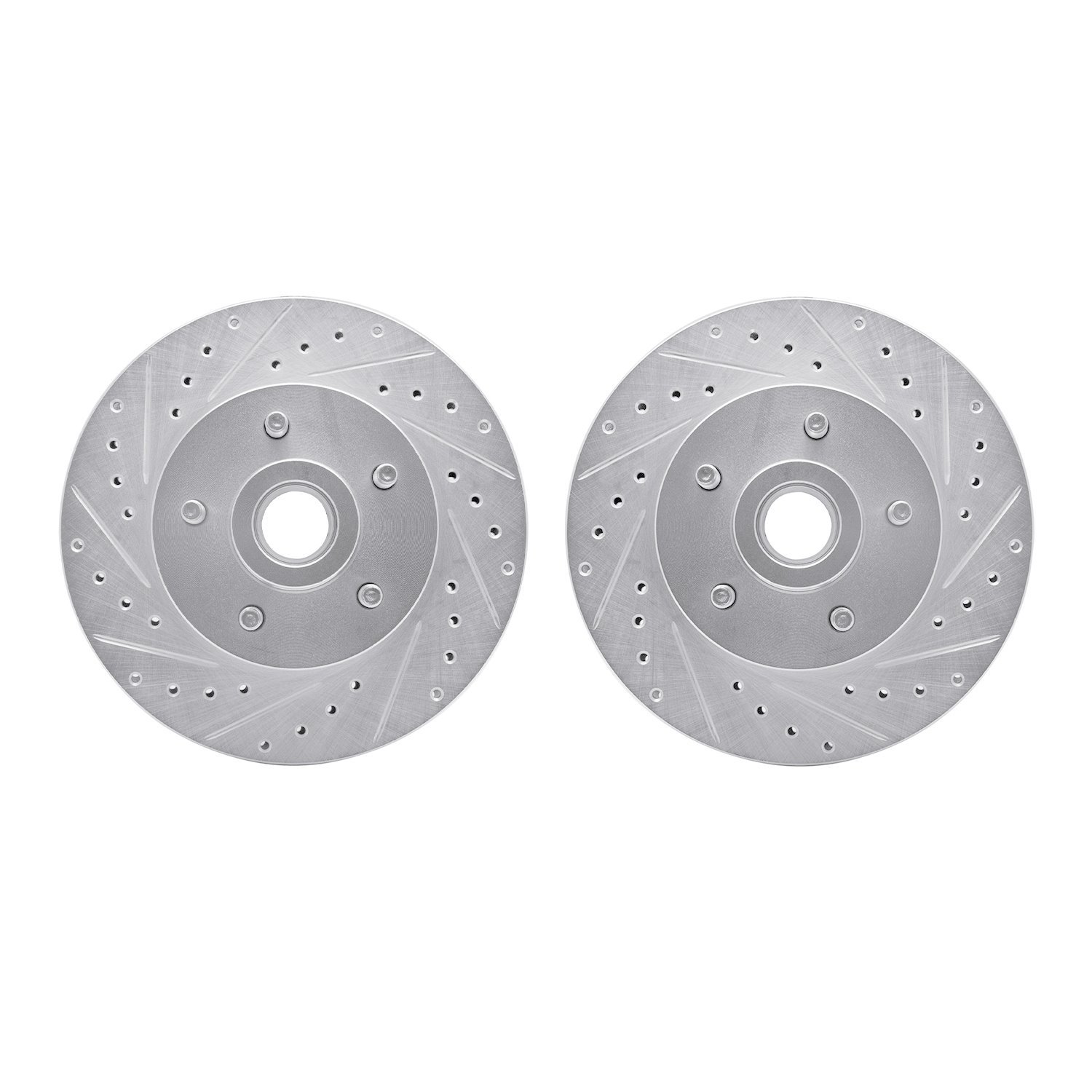 7002-54145 Drilled/Slotted Brake Rotors [Silver], 1974-1980 Ford/Lincoln/Mercury/Mazda, Position: Front