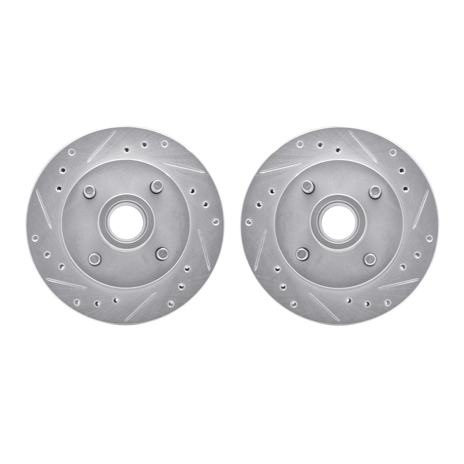 7002-54147 Drilled/Slotted Brake Rotors [Silver], 1974-1980 Ford/Lincoln/Mercury/Mazda, Position: Front