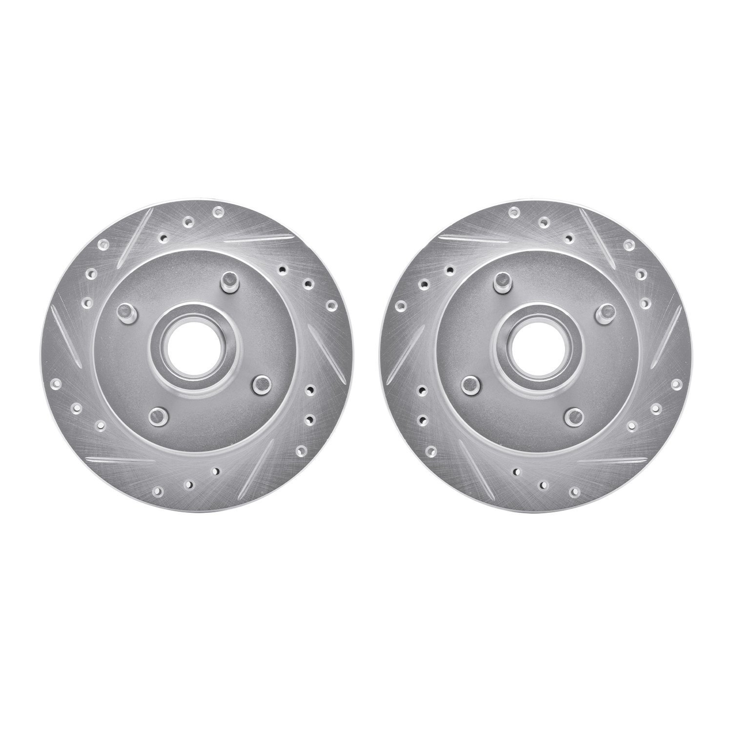 7002-54148 Drilled/Slotted Brake Rotors [Silver], 1979-1981 Ford/Lincoln/Mercury/Mazda, Position: Front