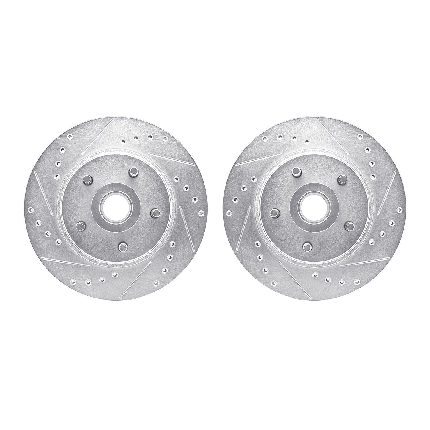 7002-54149 Drilled/Slotted Brake Rotors [Silver], 1982-1987 Ford/Lincoln/Mercury/Mazda, Position: Front