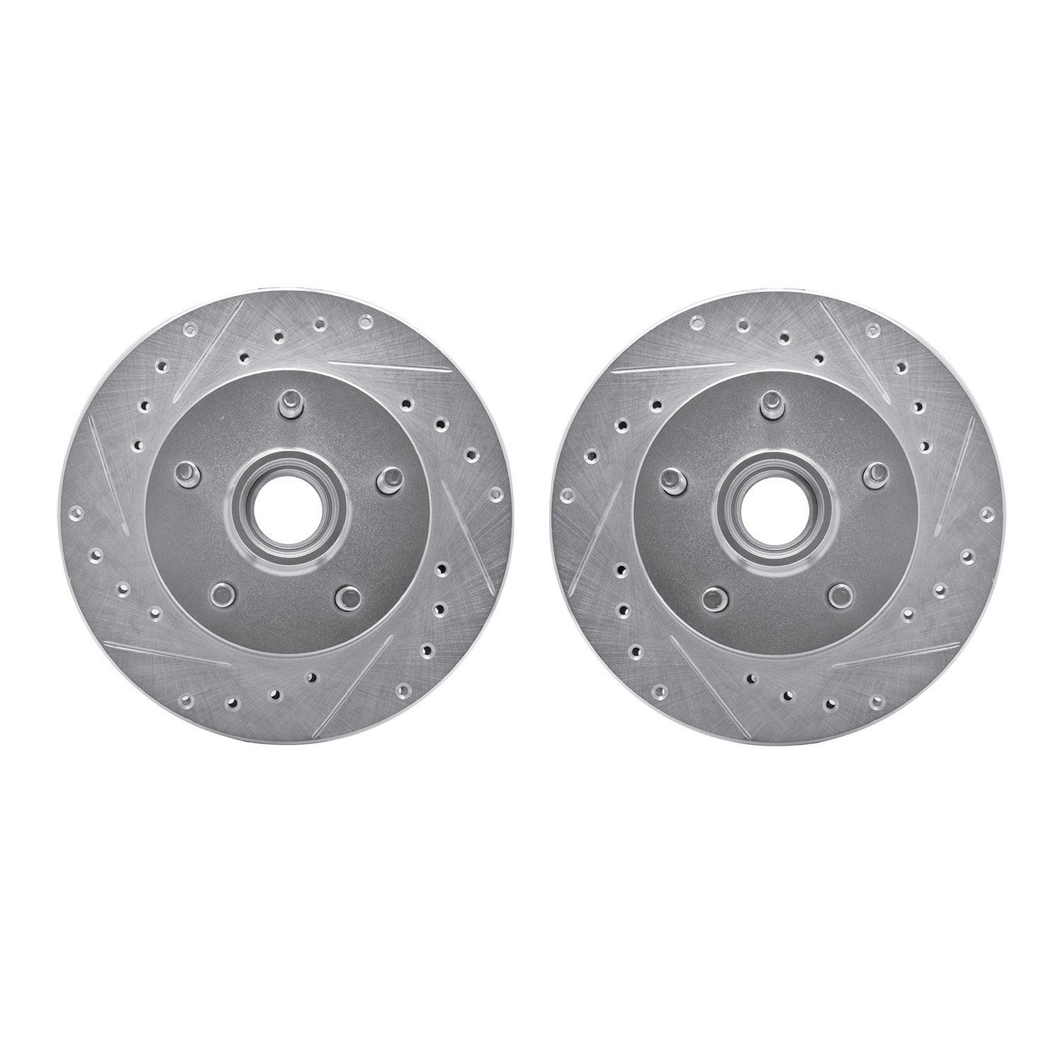 7002-54165 Drilled/Slotted Brake Rotors [Silver], 1995-1997 Ford/Lincoln/Mercury/Mazda, Position: Front