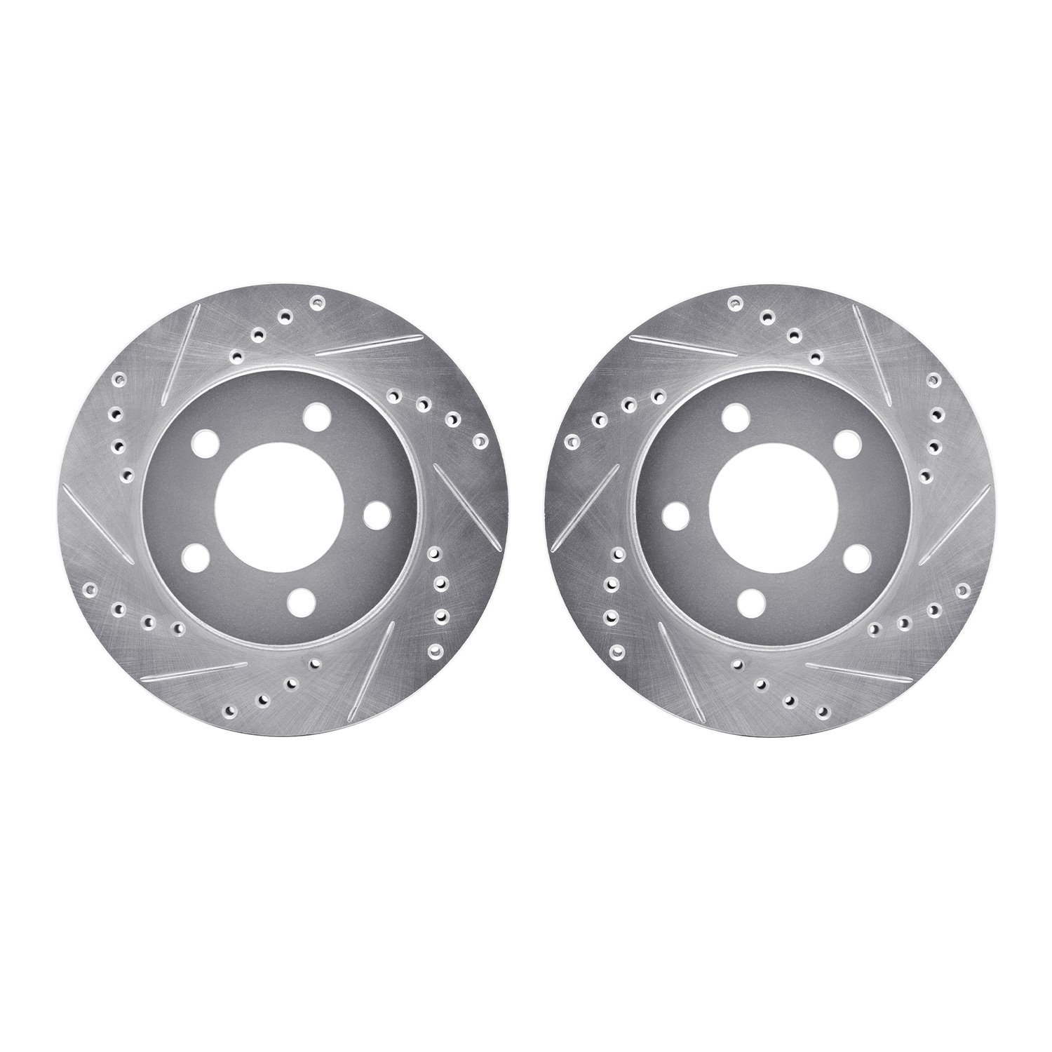 7002-54171 Drilled/Slotted Brake Rotors [Silver], 1970-1993 Ford/Lincoln/Mercury/Mazda, Position: Front