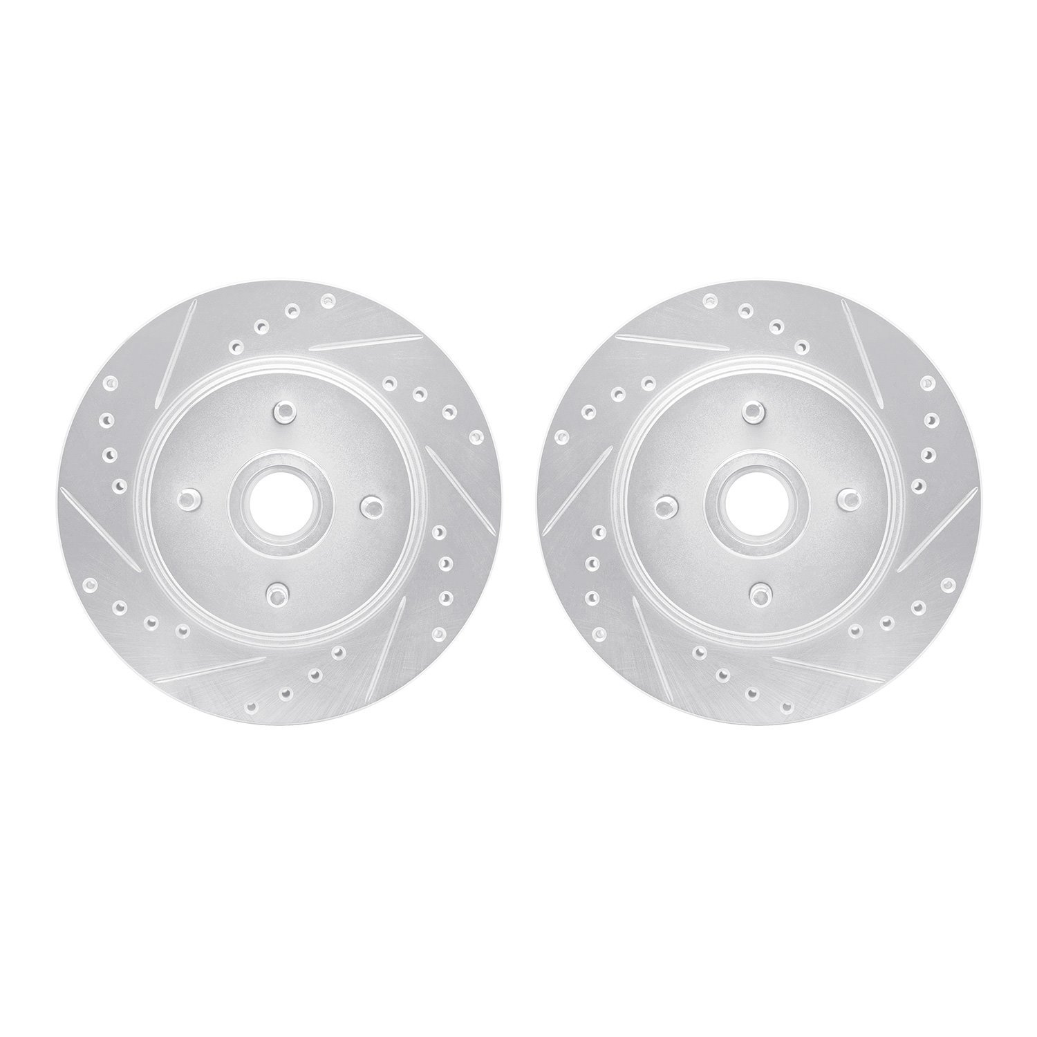 7002-54174 Drilled/Slotted Brake Rotors [Silver], 1987-1988 Ford/Lincoln/Mercury/Mazda, Position: Front