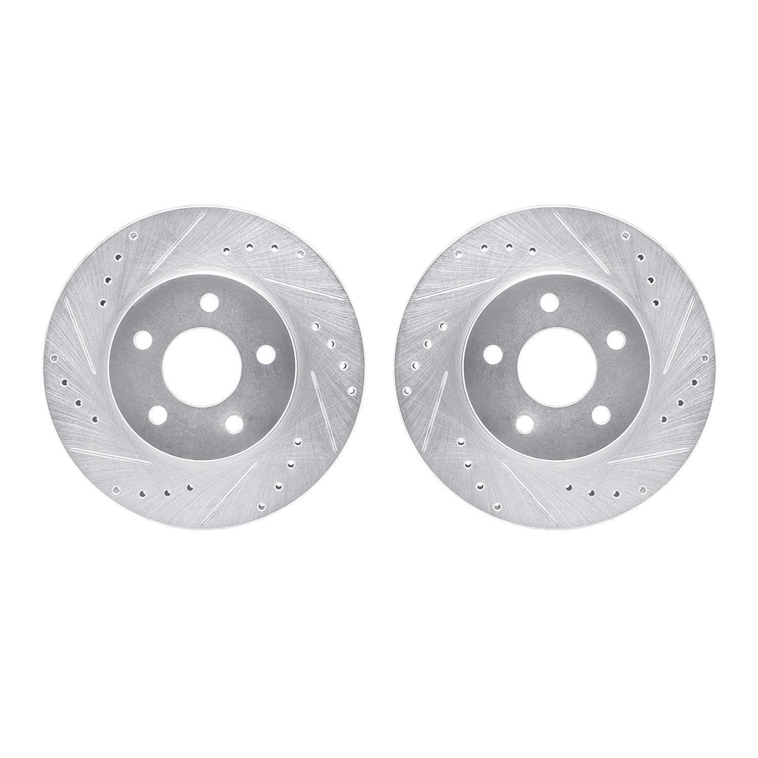 7002-54175 Drilled/Slotted Brake Rotors [Silver], 1989-1990 Ford/Lincoln/Mercury/Mazda, Position: Front