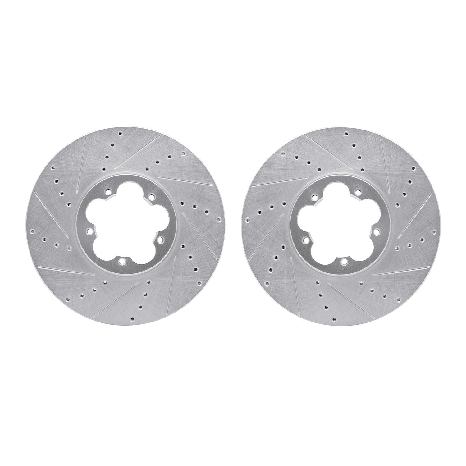 7002-54179 Drilled/Slotted Brake Rotors [Silver], 2014-2019 Ford/Lincoln/Mercury/Mazda, Position: Front