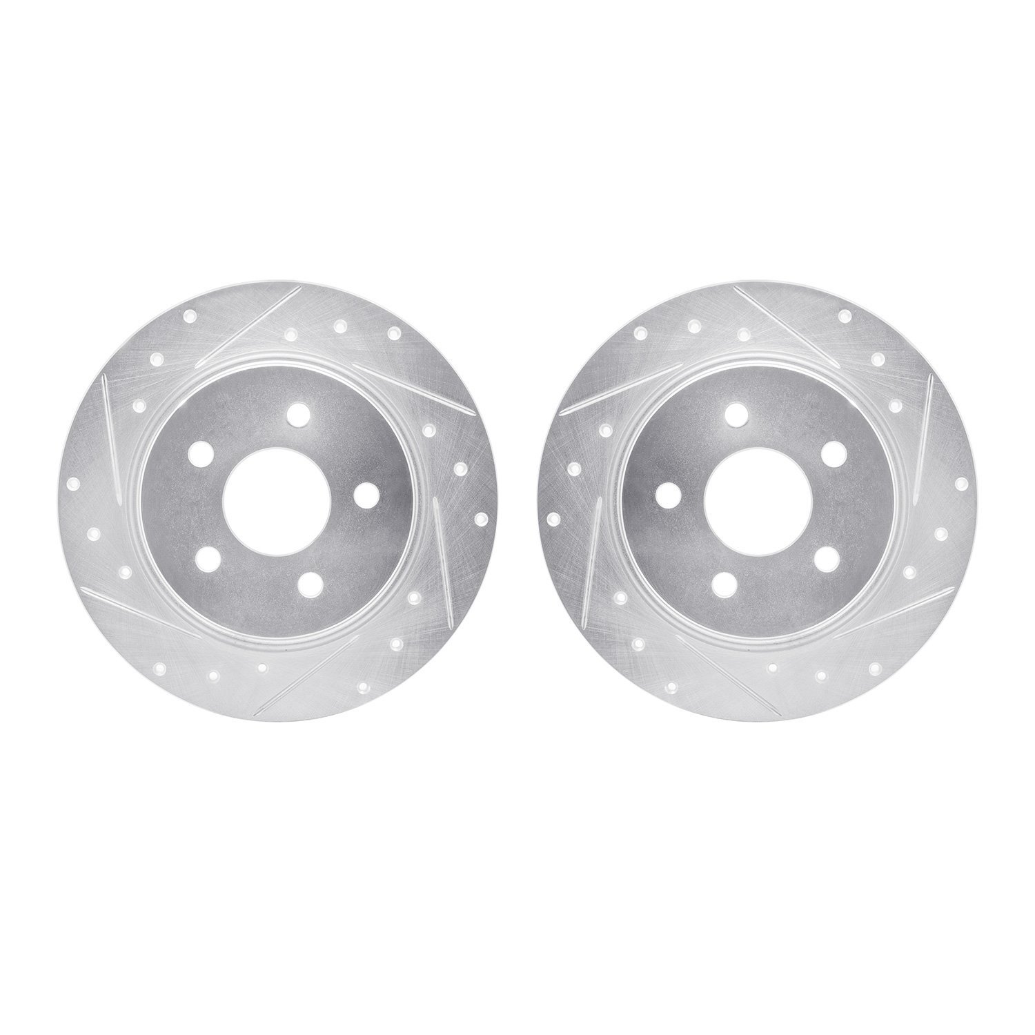 7002-54186 Drilled/Slotted Brake Rotors [Silver], 2013-2018 Ford/Lincoln/Mercury/Mazda, Position: Rear