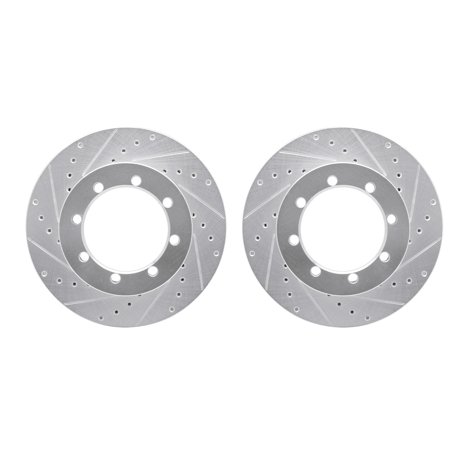 7002-54192 Drilled/Slotted Brake Rotors [Silver], 2003-2007 Ford/Lincoln/Mercury/Mazda, Position: Rear