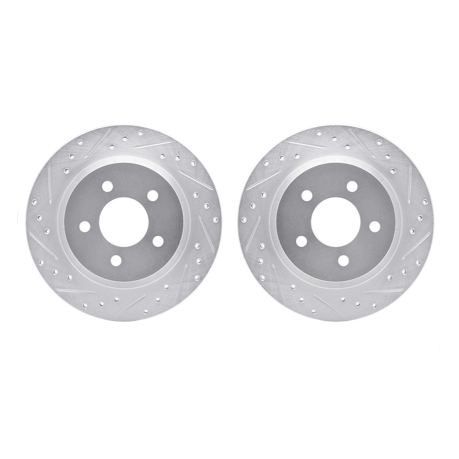 7002-54197 Drilled/Slotted Brake Rotors [Silver], 2007-2010 Ford/Lincoln/Mercury/Mazda, Position: Rear