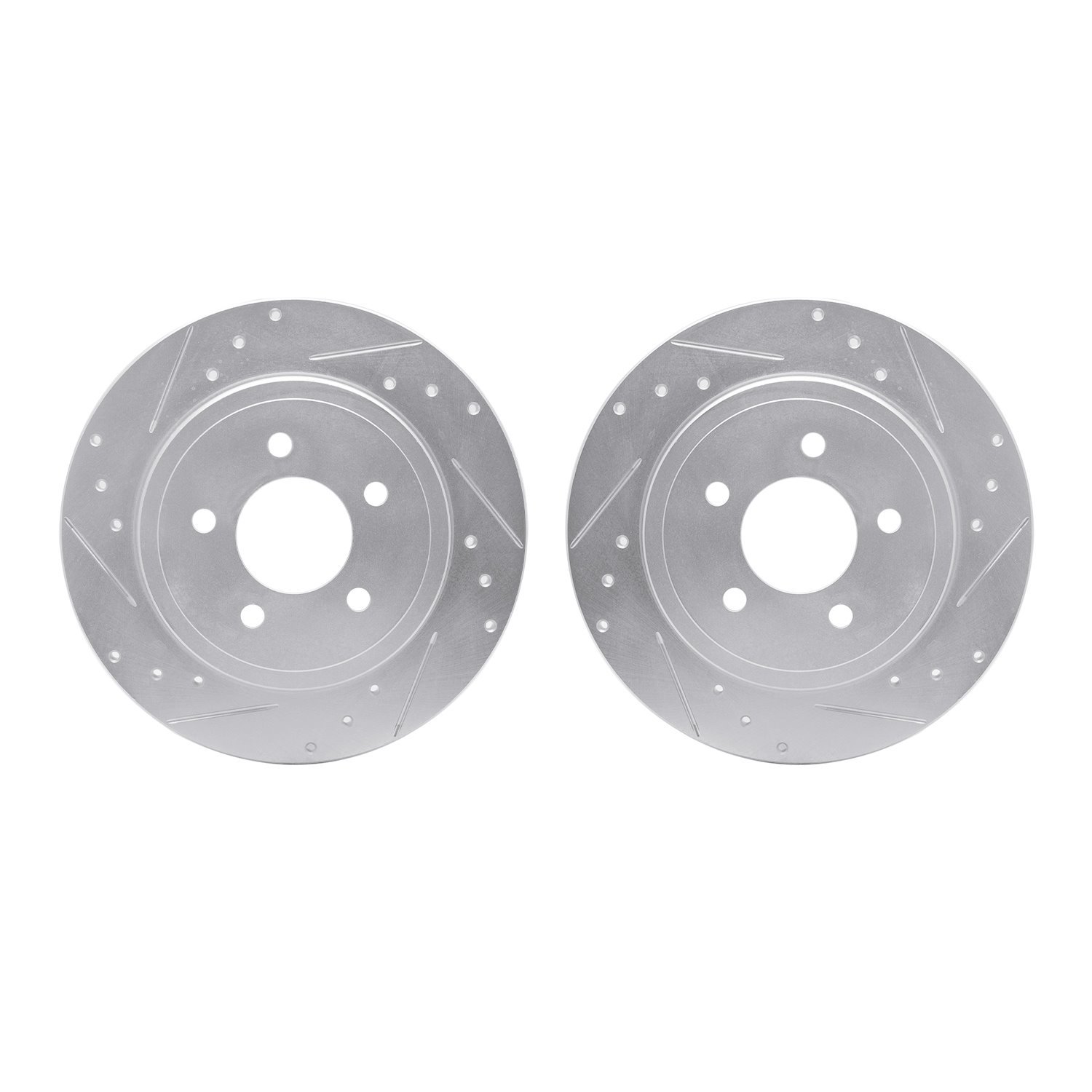 7002-54199 Drilled/Slotted Brake Rotors [Silver], 2005-2008 Ford/Lincoln/Mercury/Mazda, Position: Rear