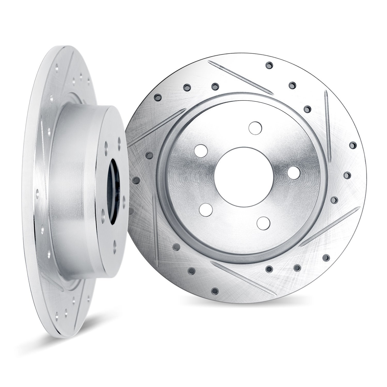 Drilled/Slotted Brake Rotors [Silver], Fits Select