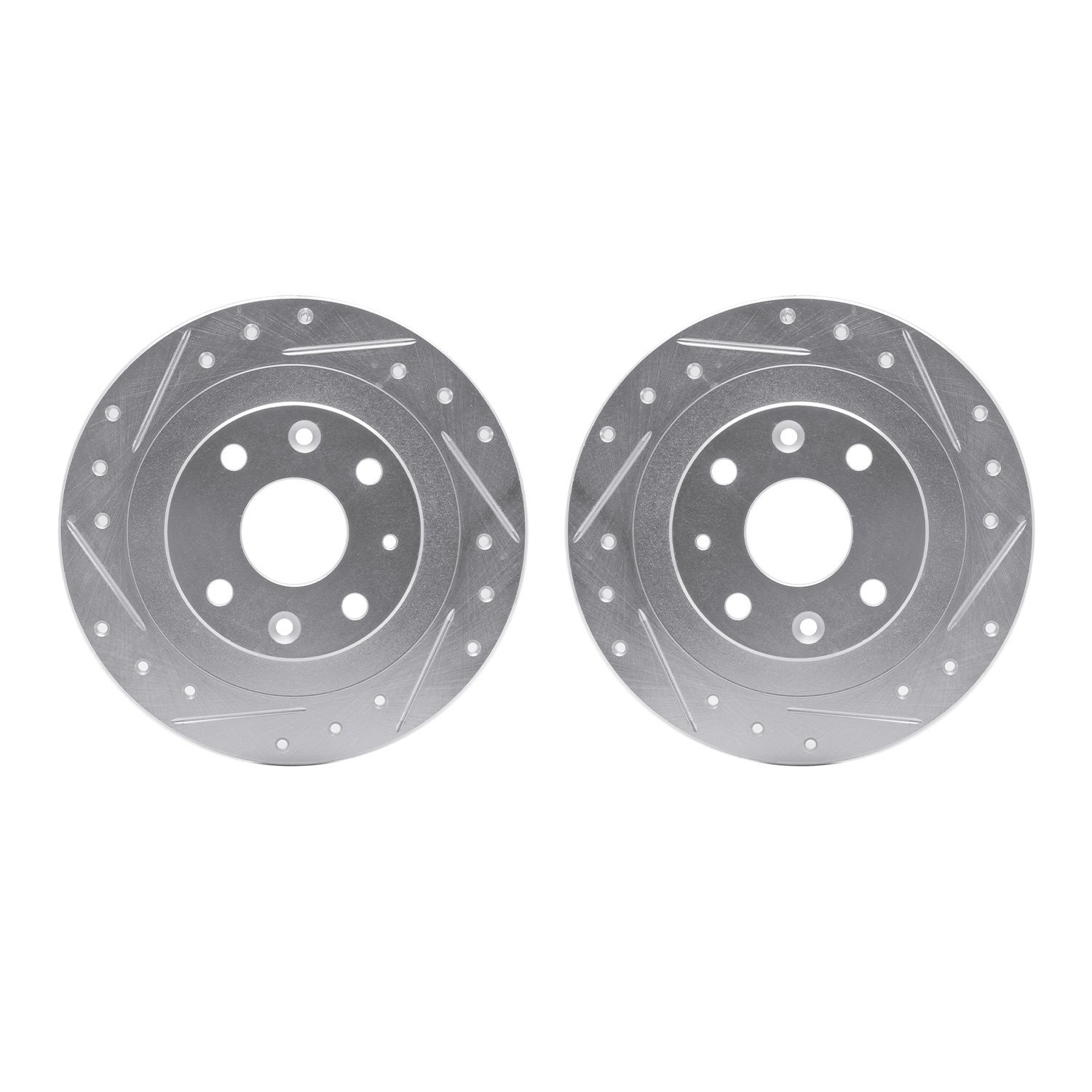 7002-54202 Drilled/Slotted Brake Rotors [Silver], 1990-2003 Ford/Lincoln/Mercury/Mazda, Position: Rear
