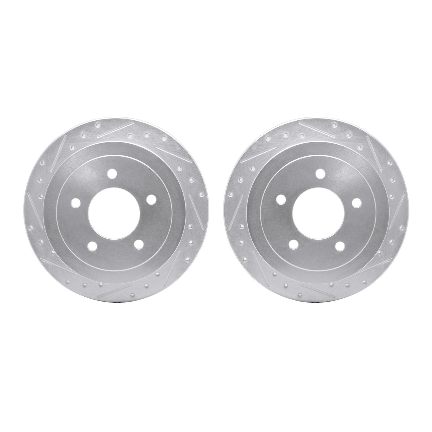 7002-54204 Drilled/Slotted Brake Rotors [Silver], 1997-2004 Ford/Lincoln/Mercury/Mazda, Position: Rear
