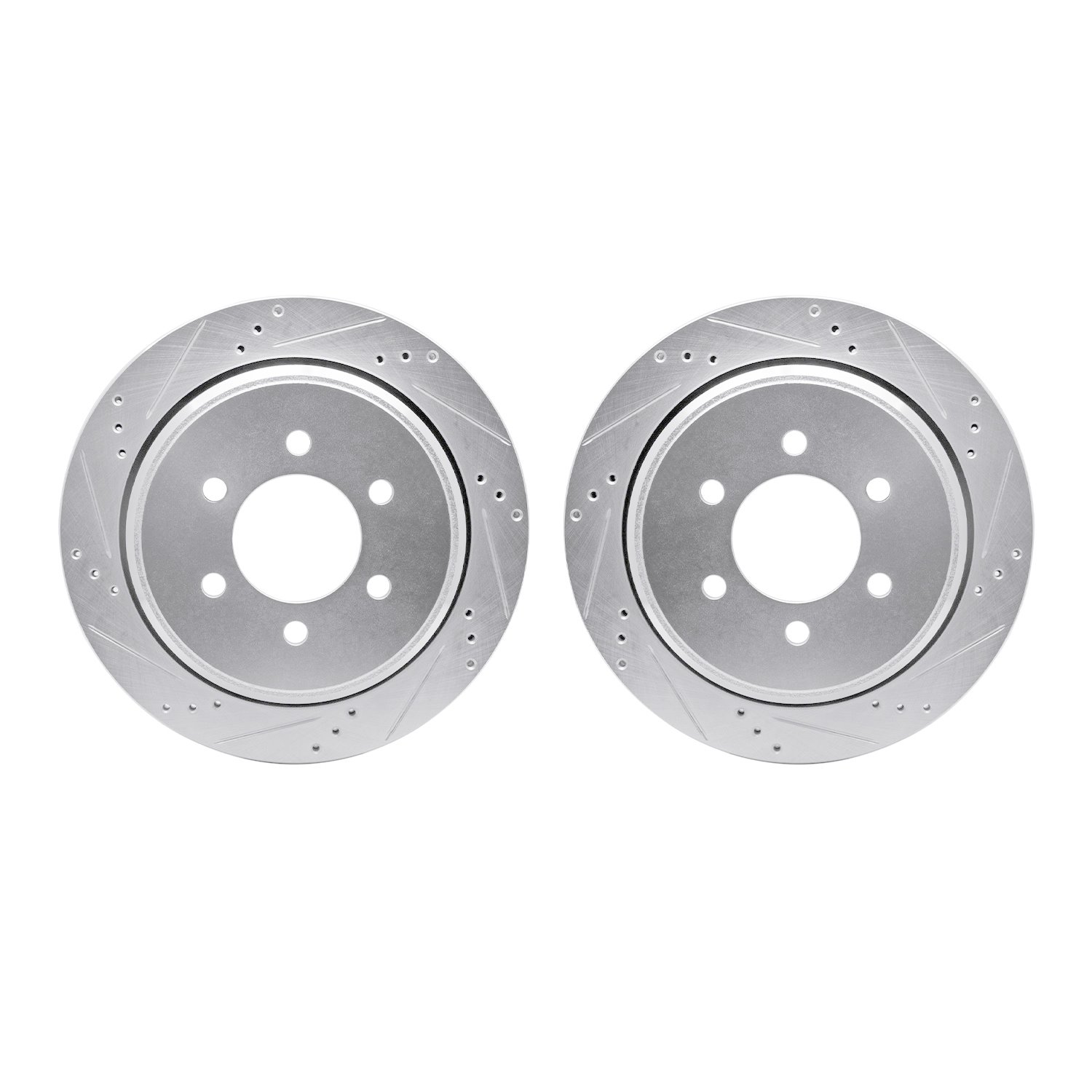 7002-54205 Drilled/Slotted Brake Rotors [Silver], 2002-2006 Ford/Lincoln/Mercury/Mazda, Position: Rear