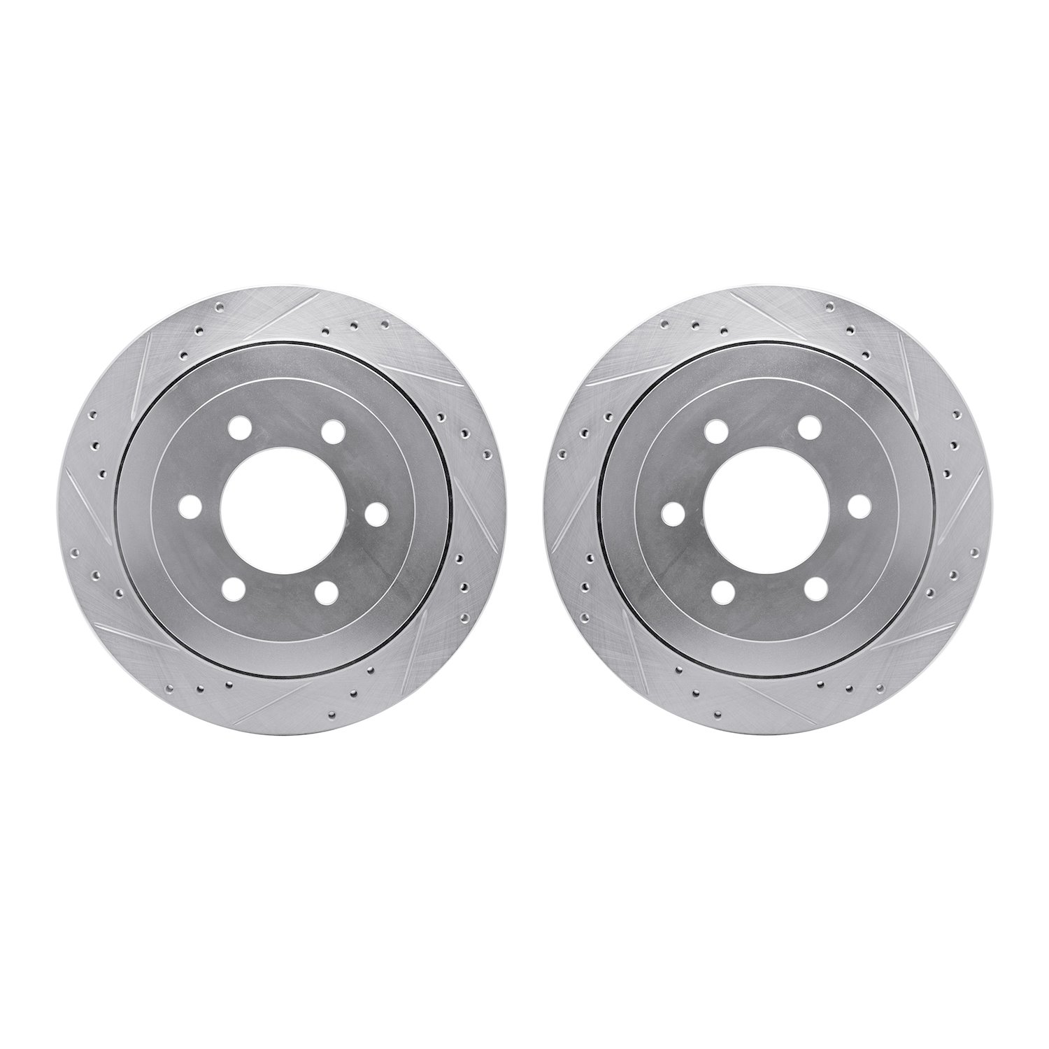 7002-54206 Drilled/Slotted Brake Rotors [Silver], 2007-2017 Ford/Lincoln/Mercury/Mazda, Position: Rear