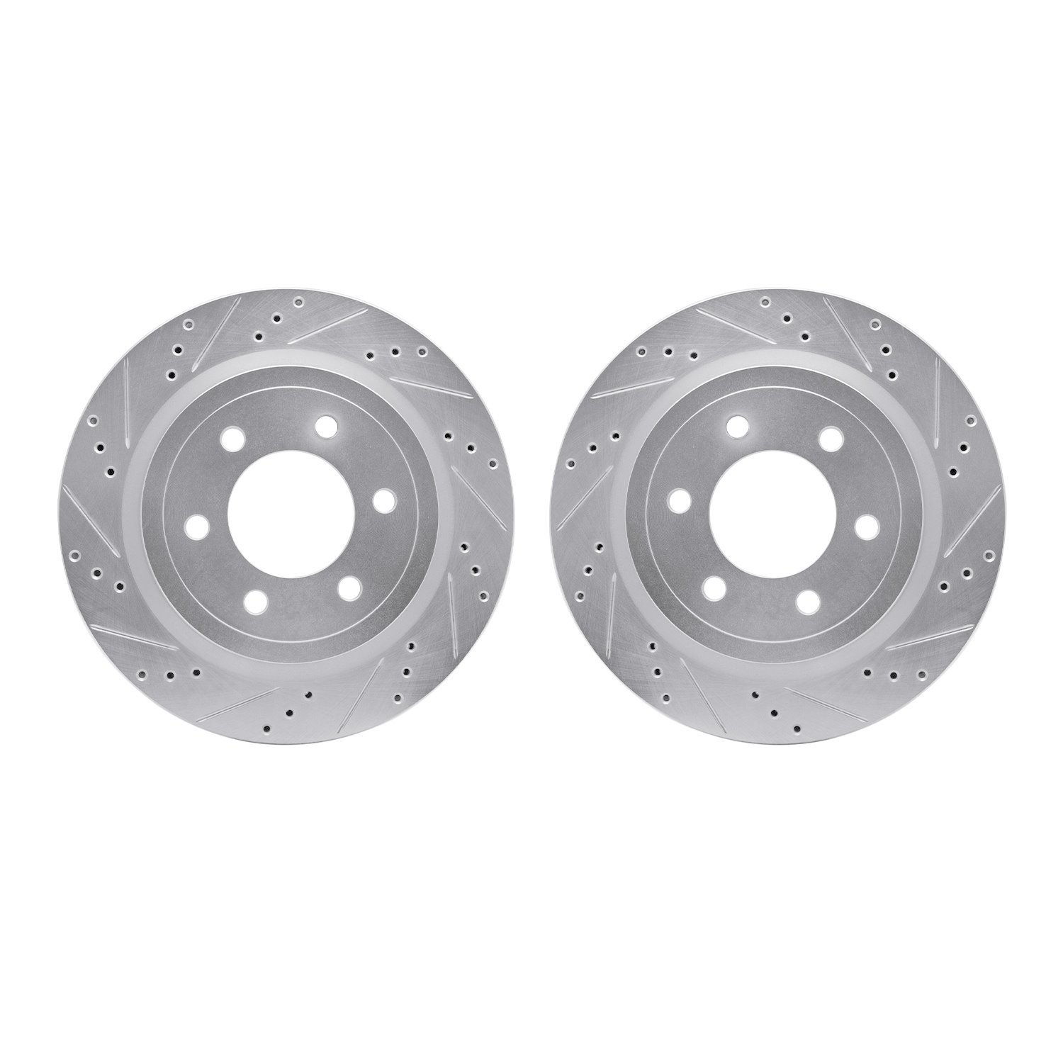 7002-54207 Drilled/Slotted Brake Rotors [Silver], 2018-2021 Ford/Lincoln/Mercury/Mazda, Position: Rear