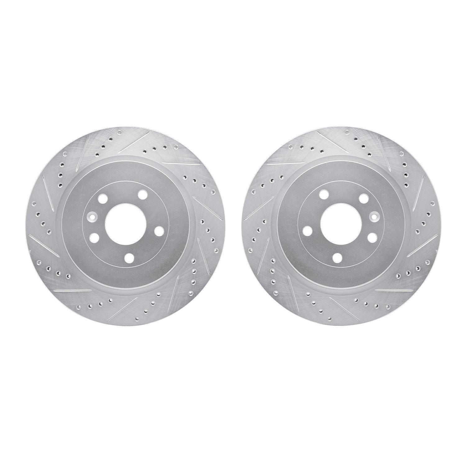 7002-54211 Drilled/Slotted Brake Rotors [Silver], 2013-2019 Ford/Lincoln/Mercury/Mazda, Position: Rear