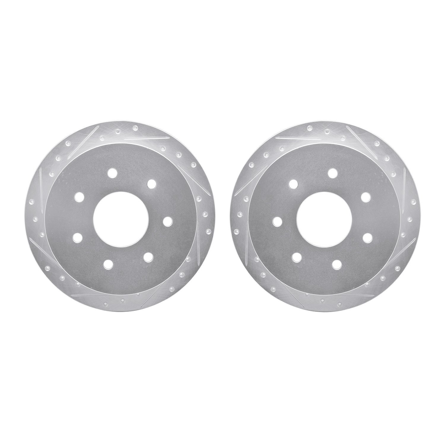7002-54214 Drilled/Slotted Brake Rotors [Silver], 1997-2004 Ford/Lincoln/Mercury/Mazda, Position: Rear