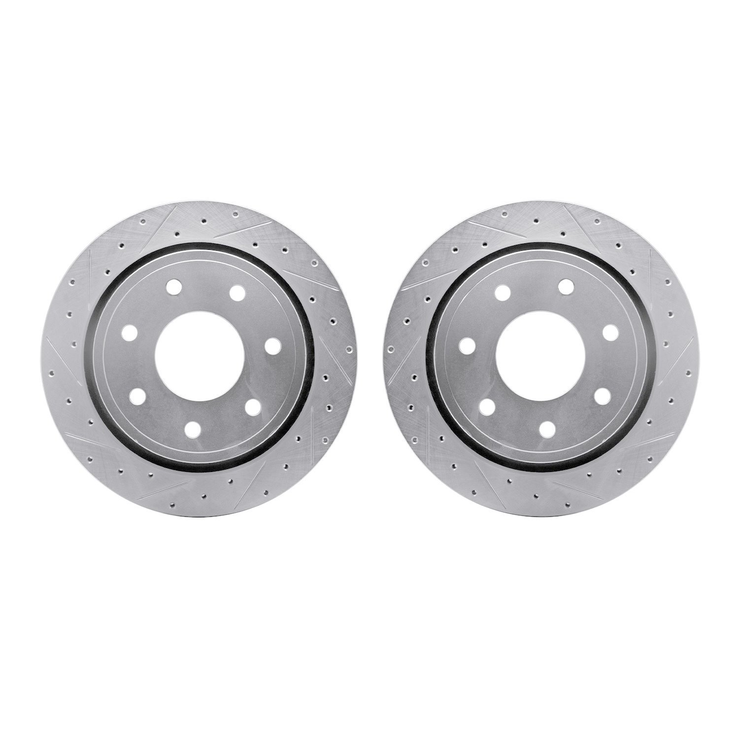 7002-54218 Drilled/Slotted Brake Rotors [Silver], 2012-2014 Ford/Lincoln/Mercury/Mazda, Position: Rear