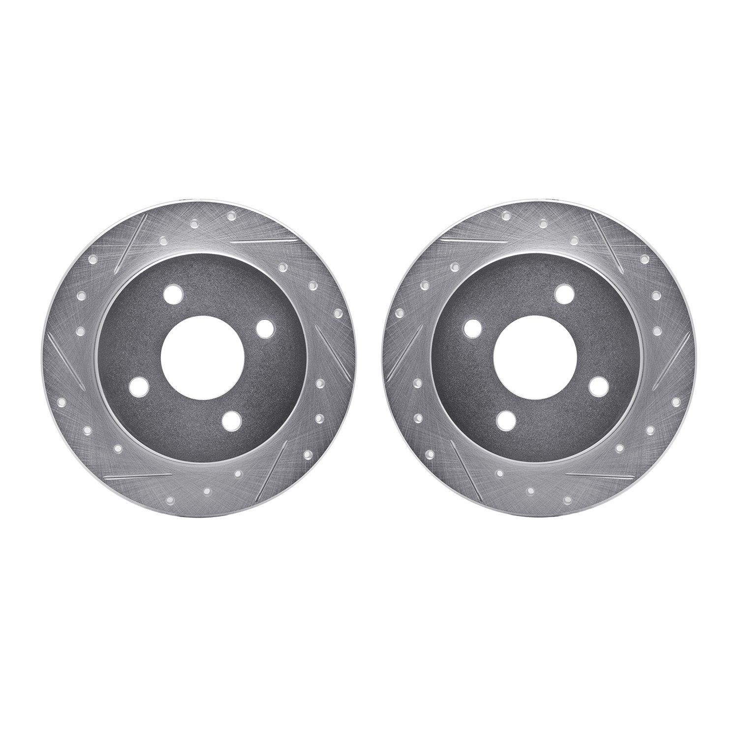 7002-54227 Drilled/Slotted Brake Rotors [Silver], 2001-2019 Ford/Lincoln/Mercury/Mazda, Position: Rear