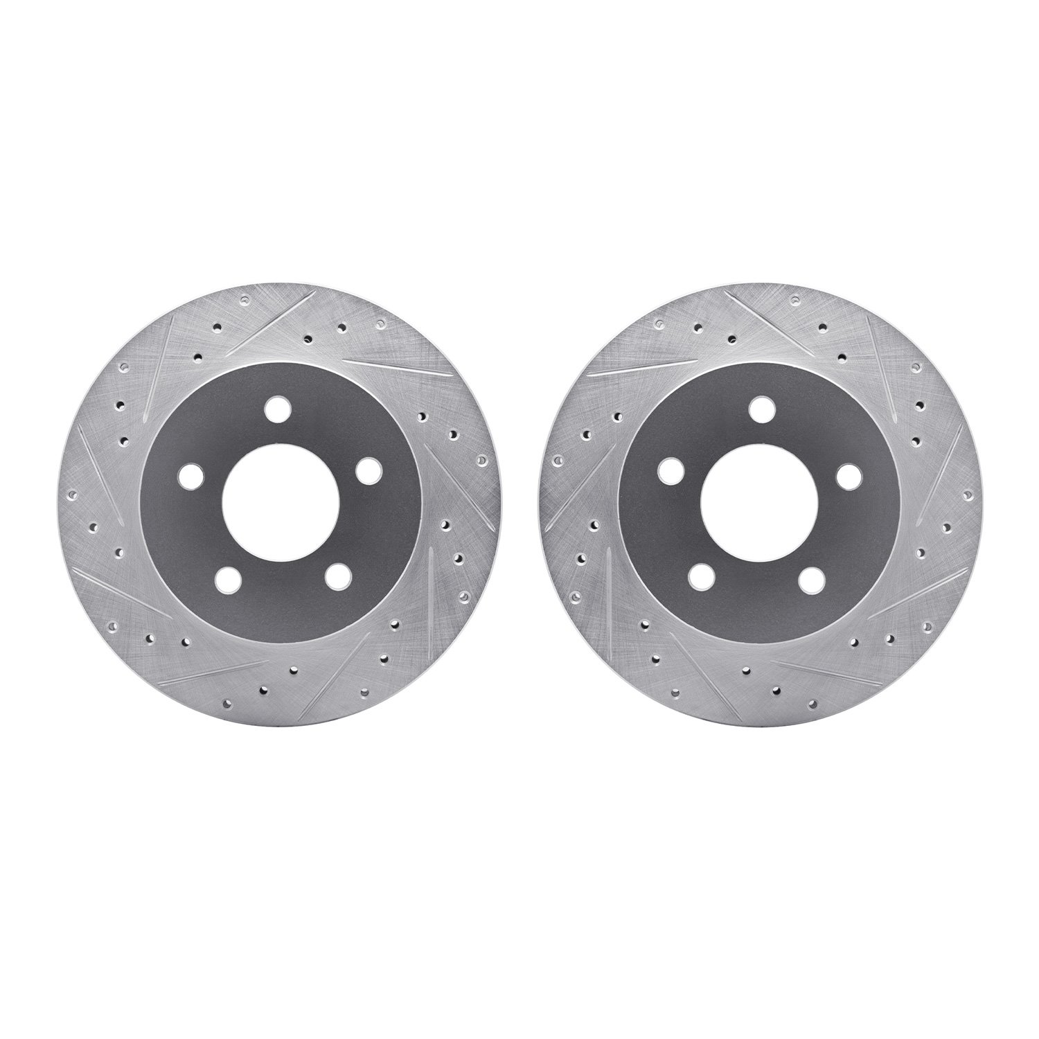 7002-54236 Drilled/Slotted Brake Rotors [Silver], 1982-1990 Ford/Lincoln/Mercury/Mazda, Position: Rear