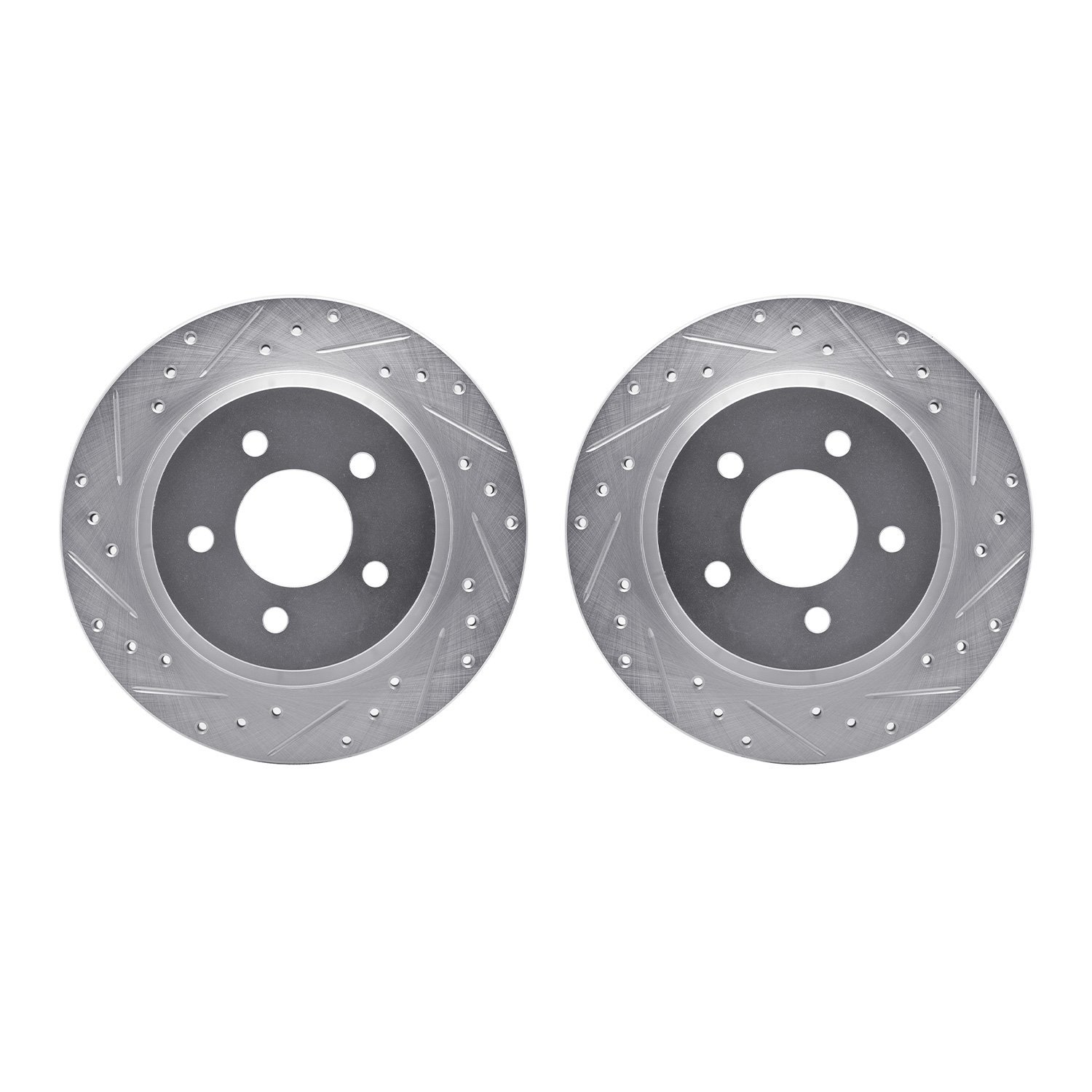 7002-54239 Drilled/Slotted Brake Rotors [Silver], 1994-2004 Ford/Lincoln/Mercury/Mazda, Position: Rear