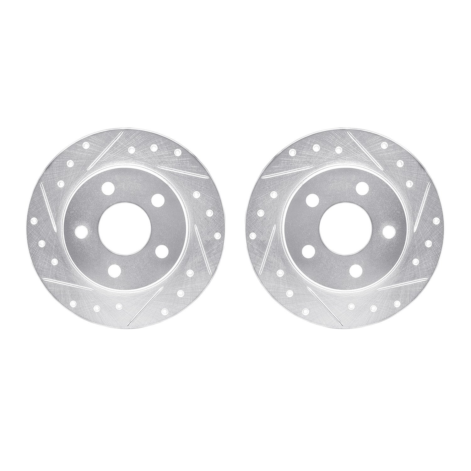 7002-54247 Drilled/Slotted Brake Rotors [Silver], 1993-2005 Ford/Lincoln/Mercury/Mazda, Position: Rear